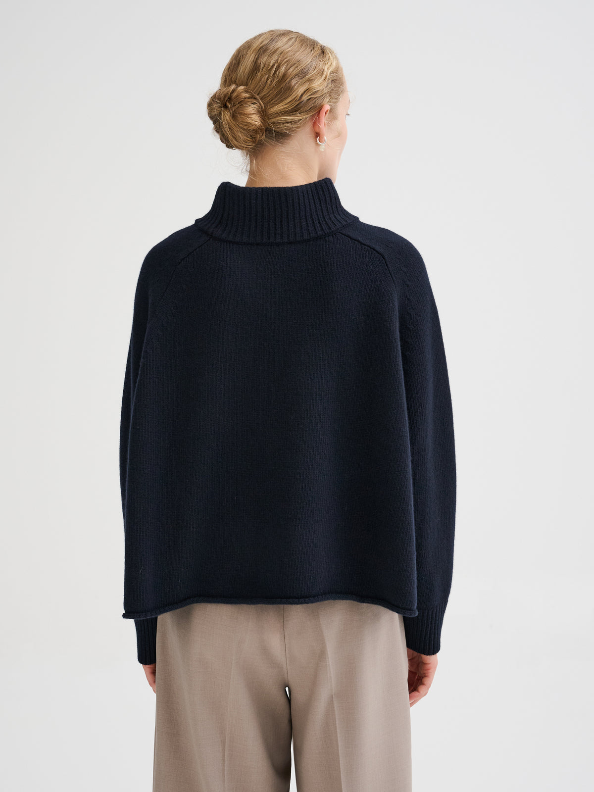 Oversized merino wool funnel-neck sweater