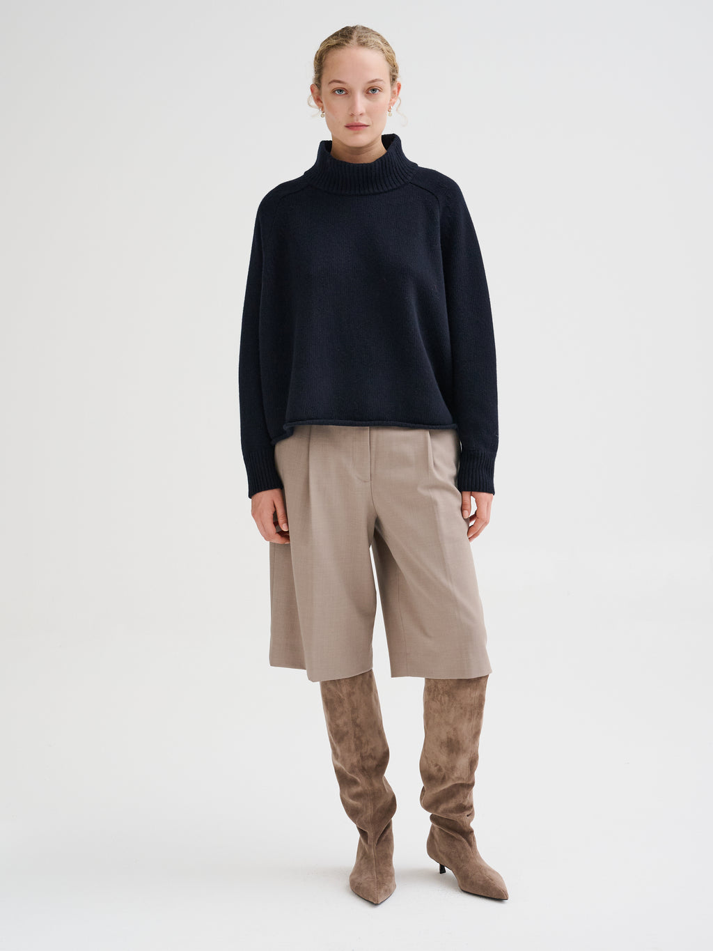 Oversized merino wool funnel-neck sweater