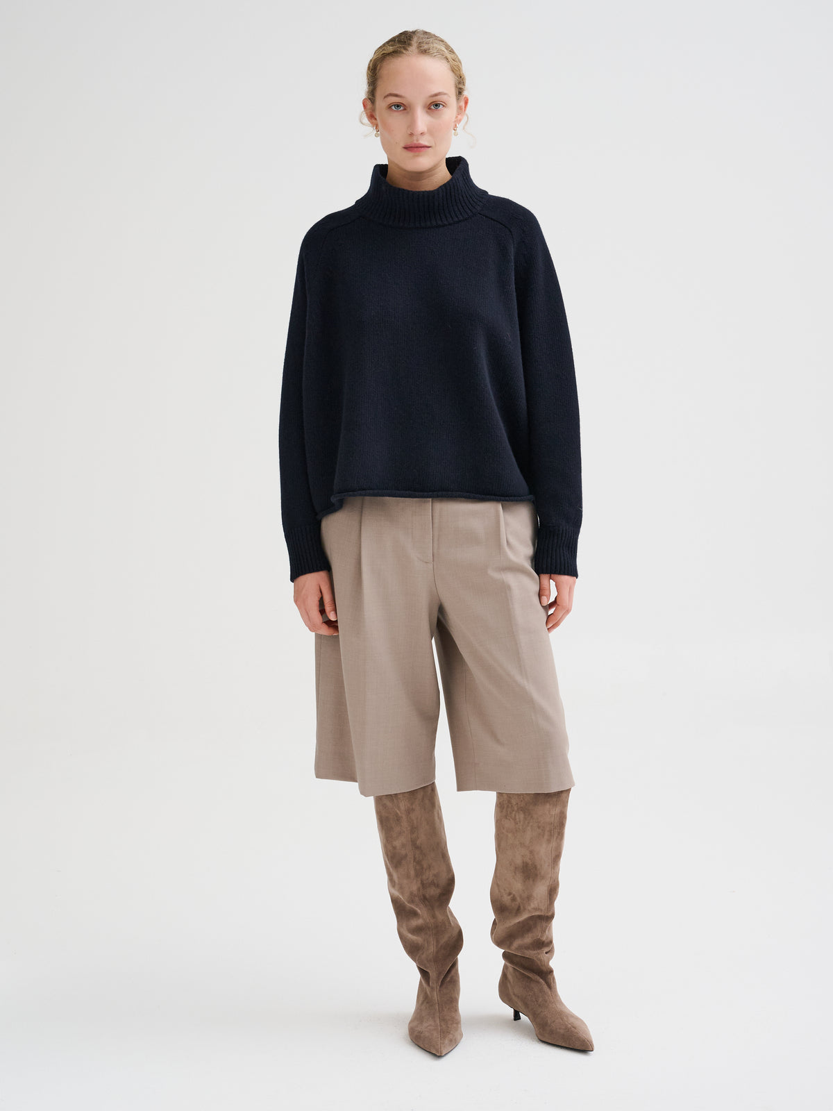 Oversized merino wool funnel-neck sweater