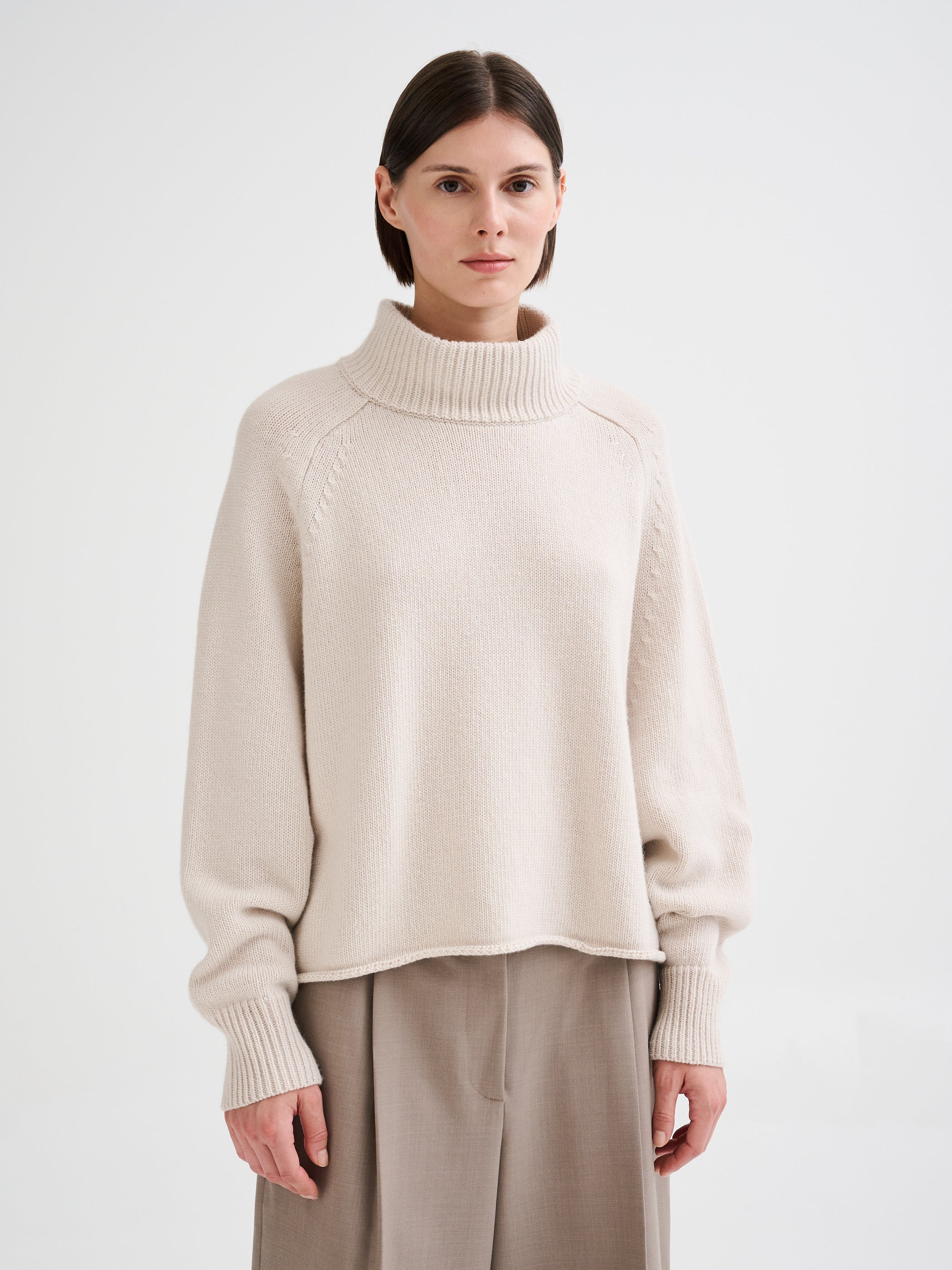 Oversized merino wool funnel-neck sweater