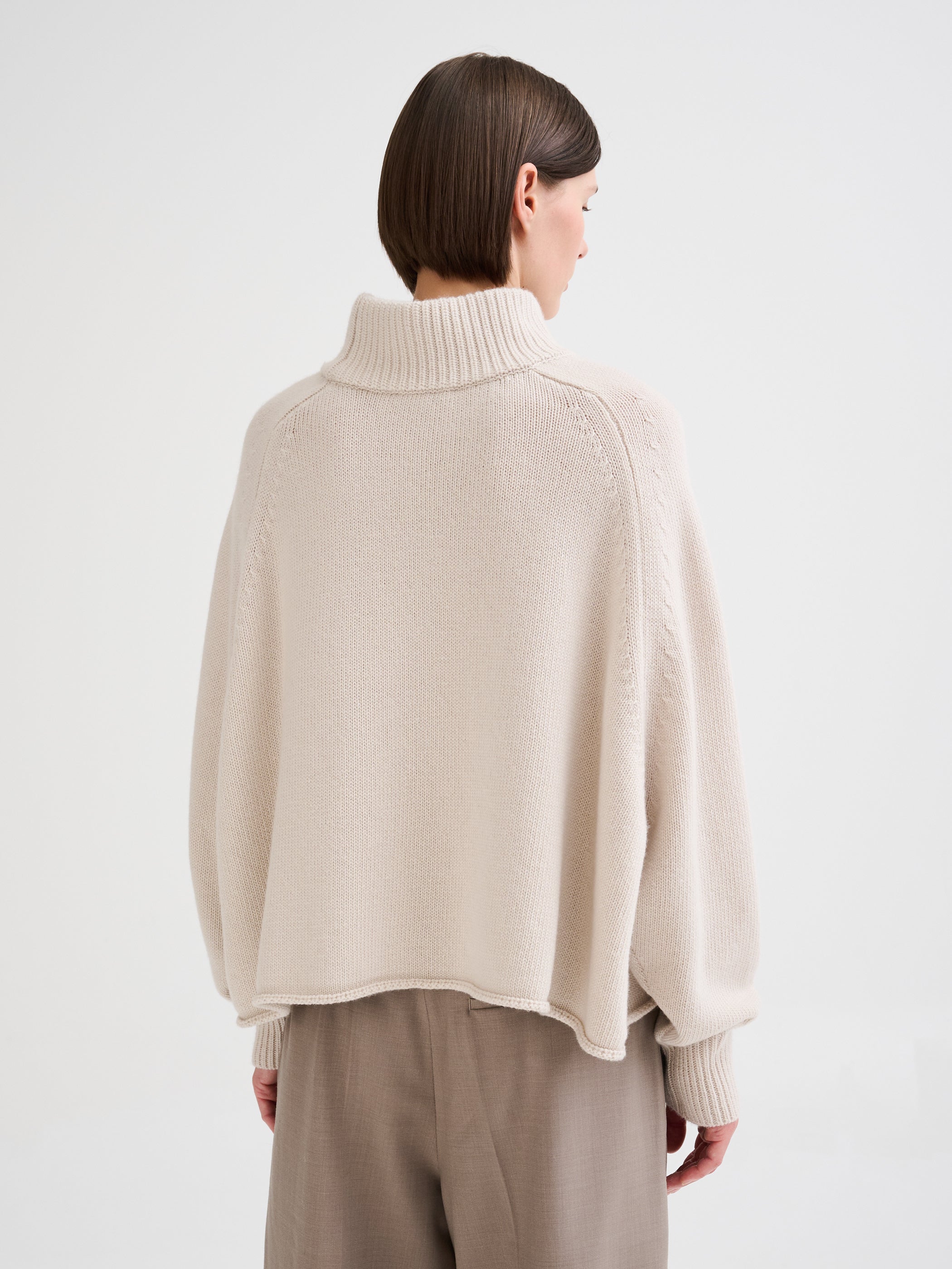 Oversized merino wool funnel-neck sweater