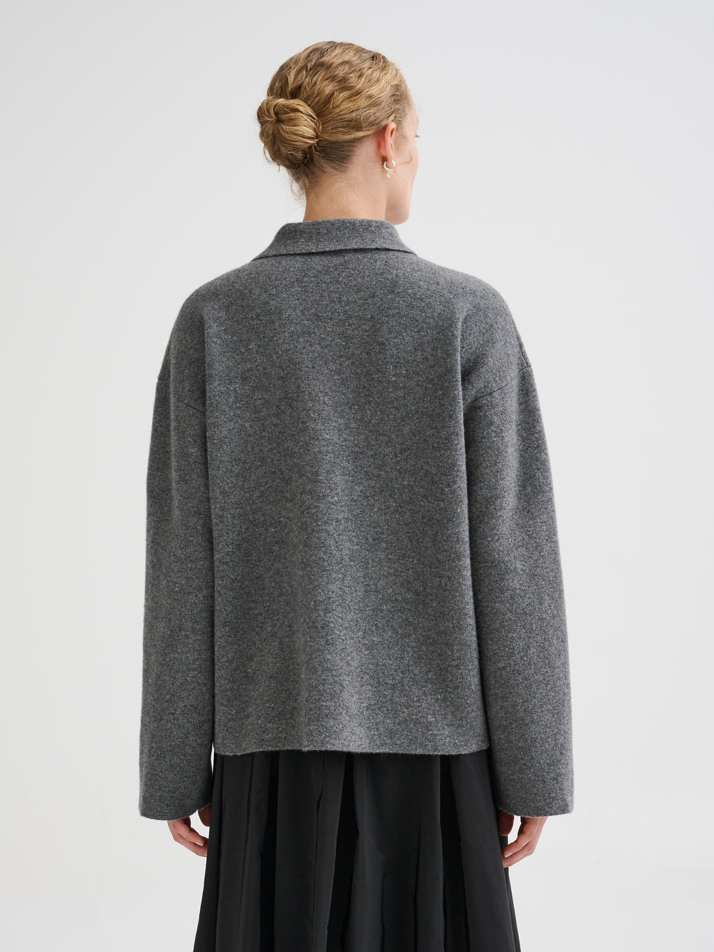 Merino wool zip polo