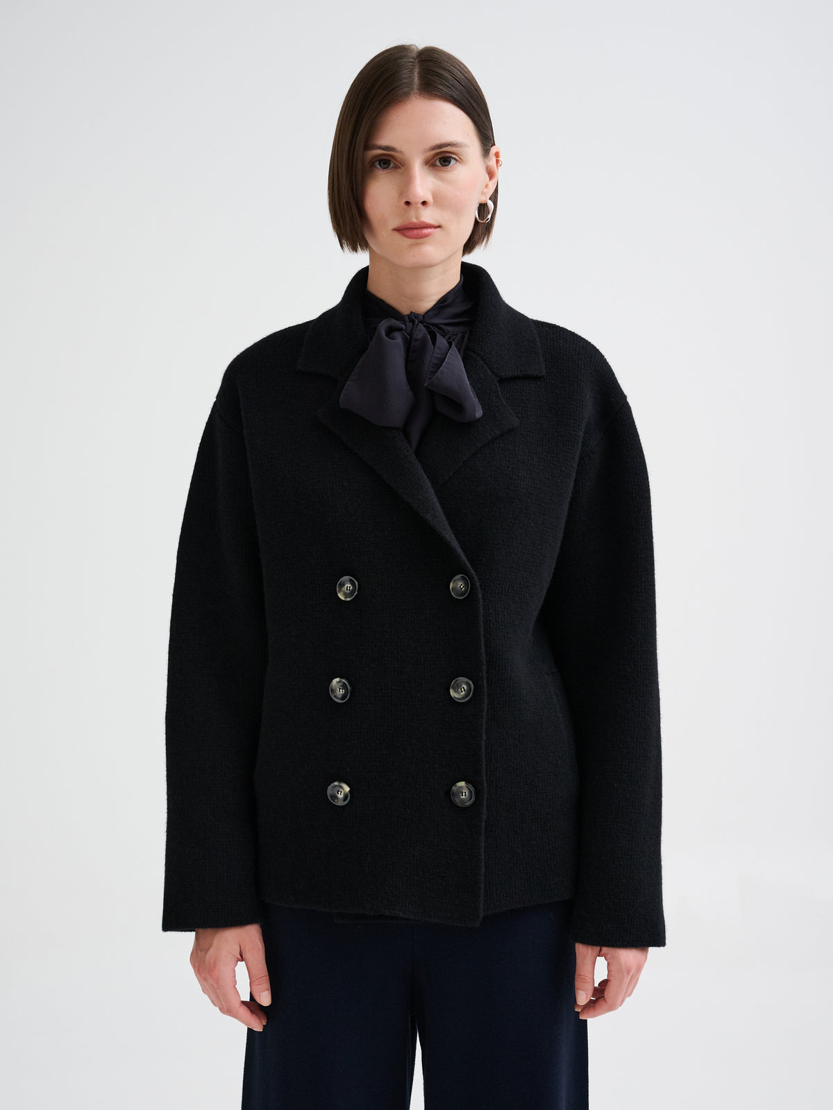 Merino wool knit peacoat