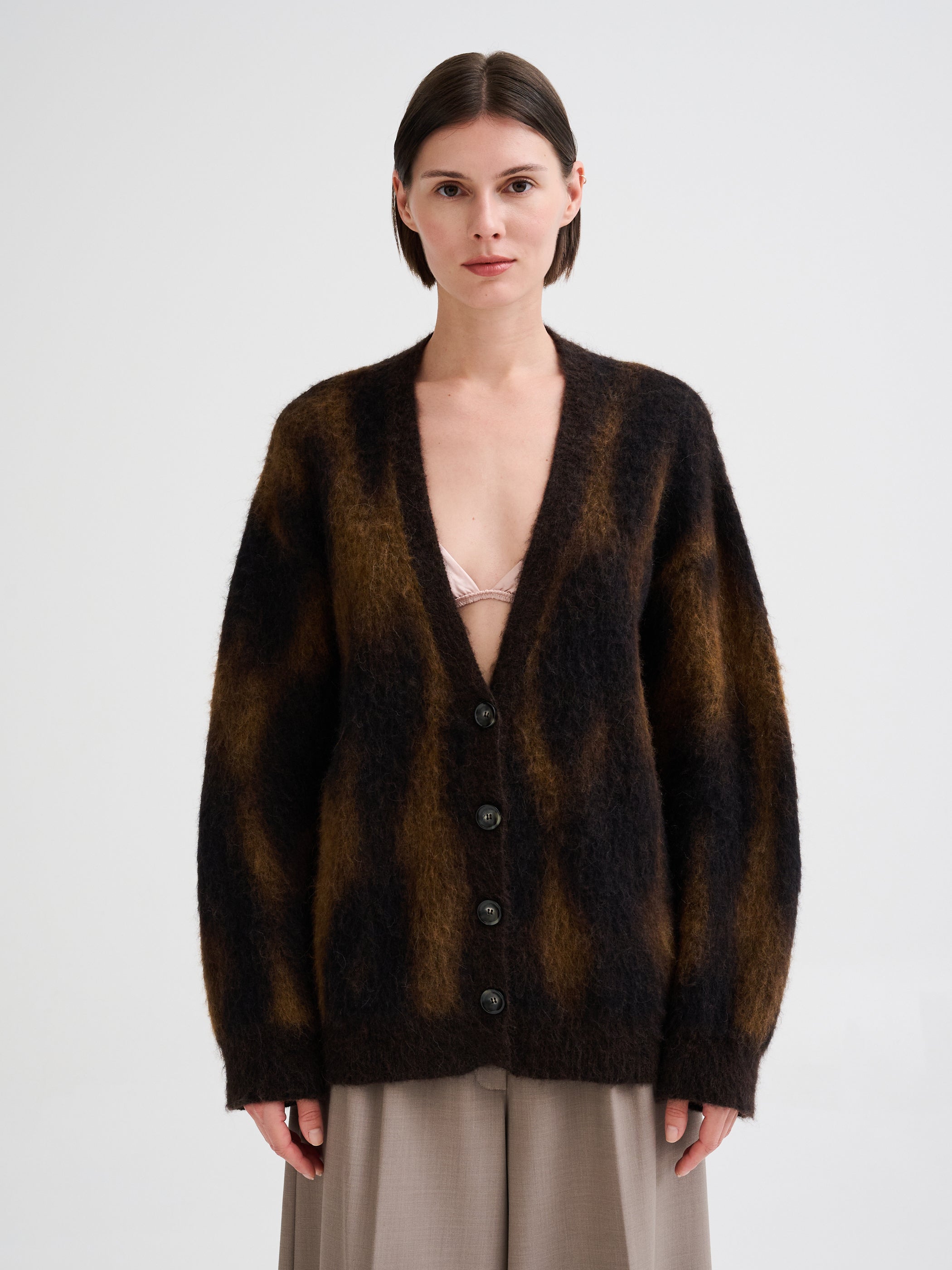 Oversized animal jacquard cardigan