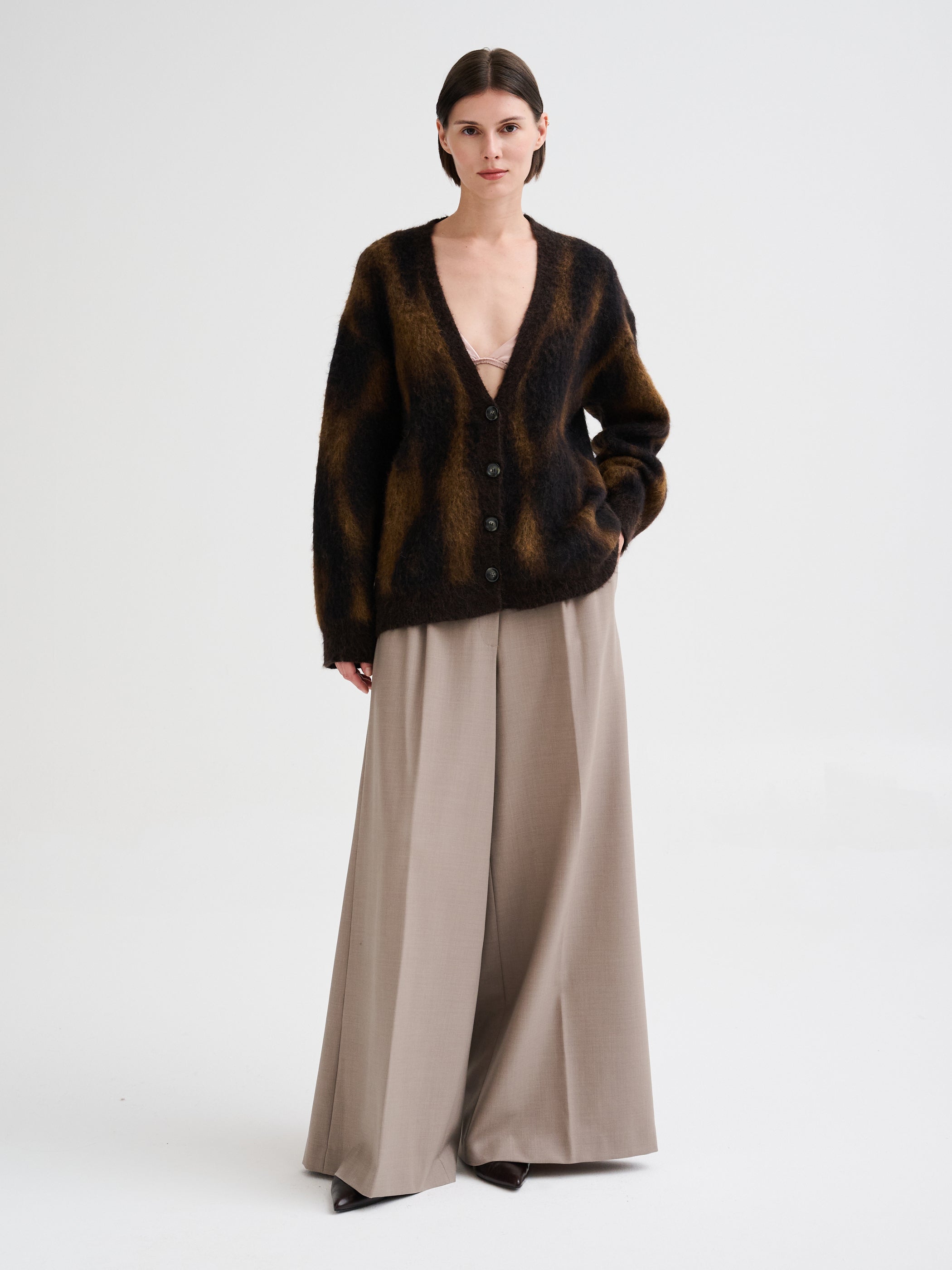 Oversized animal jacquard cardigan