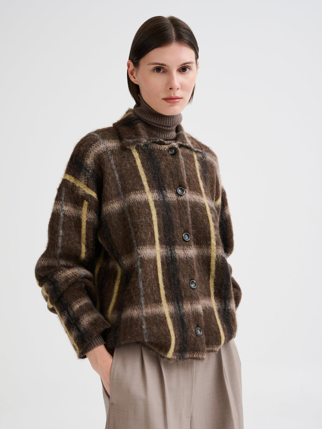 Geometric jacquard overshirt