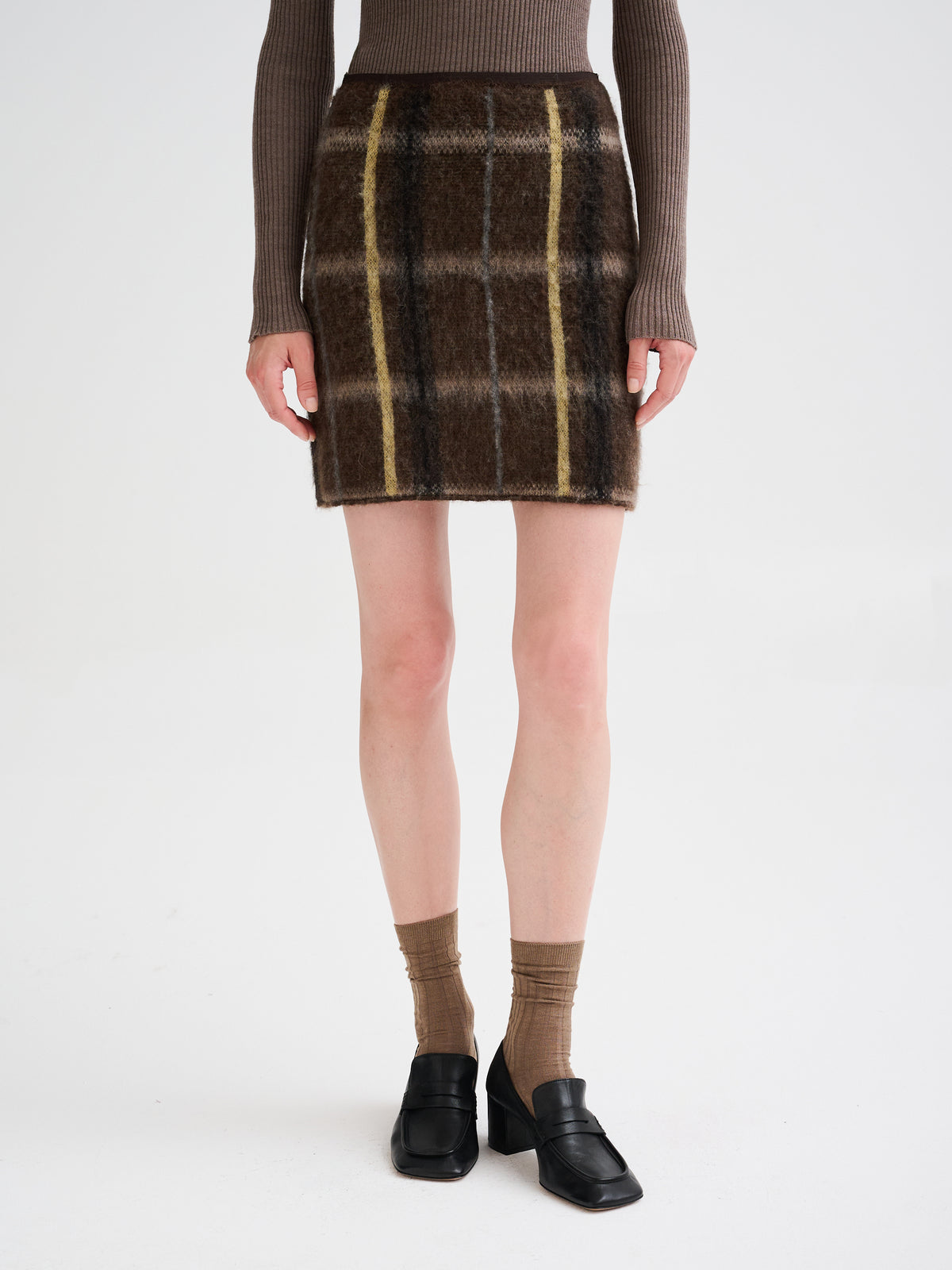 Geometric jacquard mini skirt