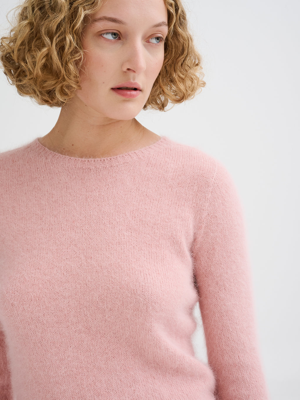 Three-quarter sleeve angora sweater