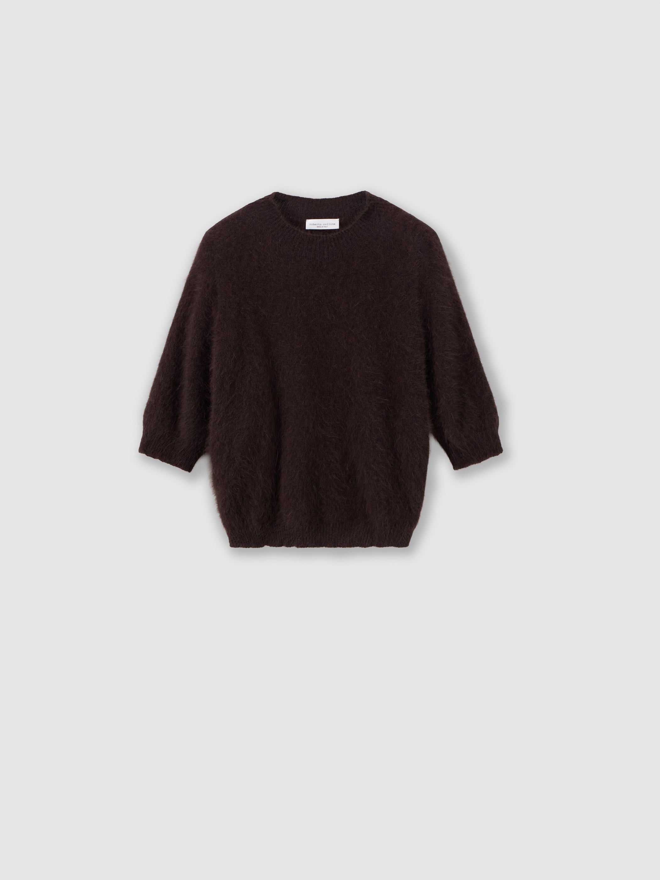 Short-sleeve angora sweater