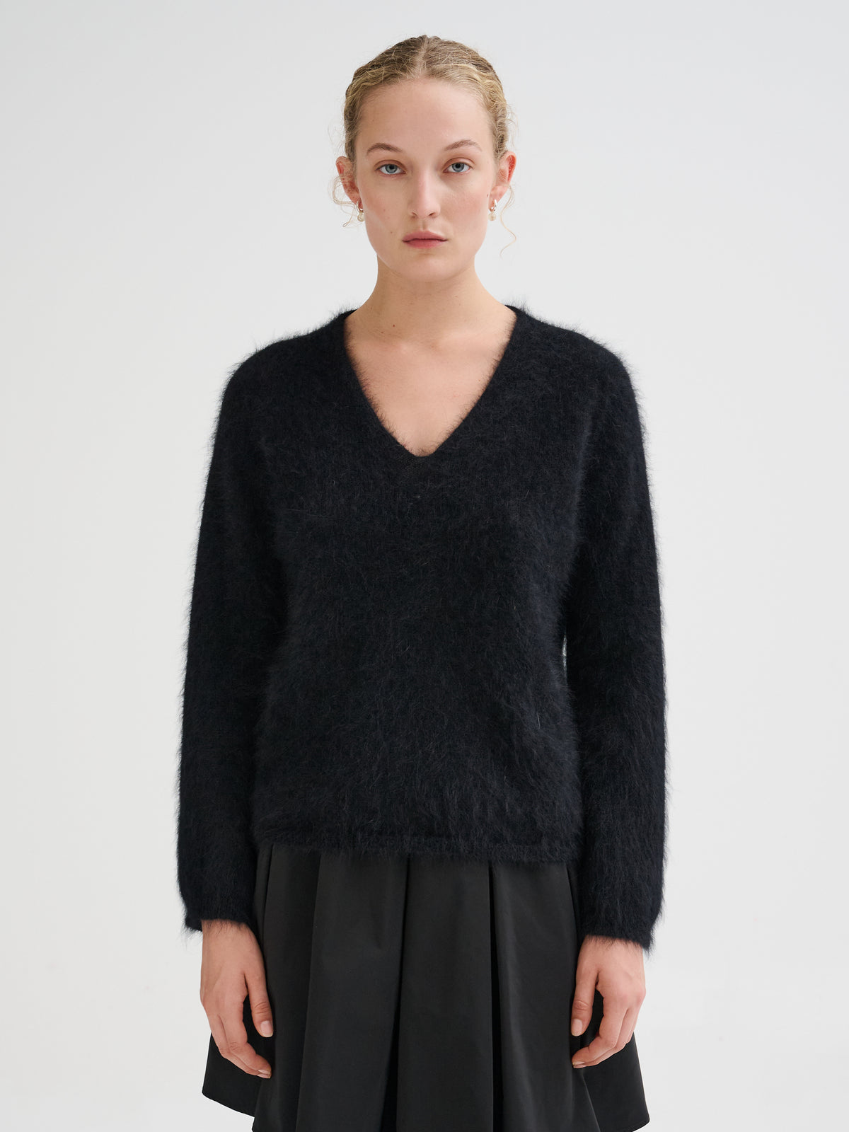 V-neck angora sweater