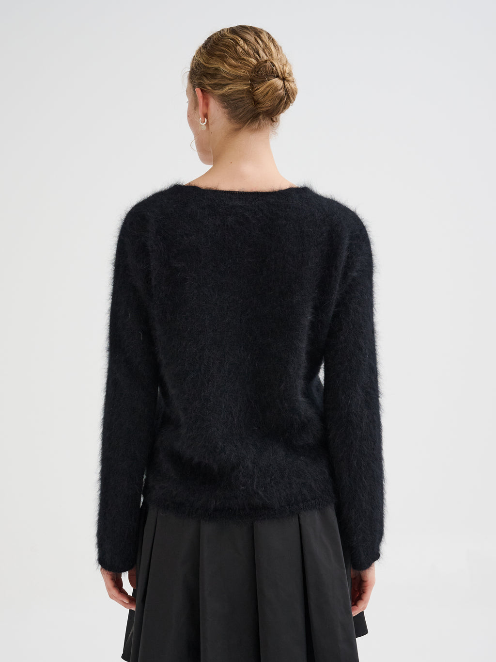 V-neck angora sweater