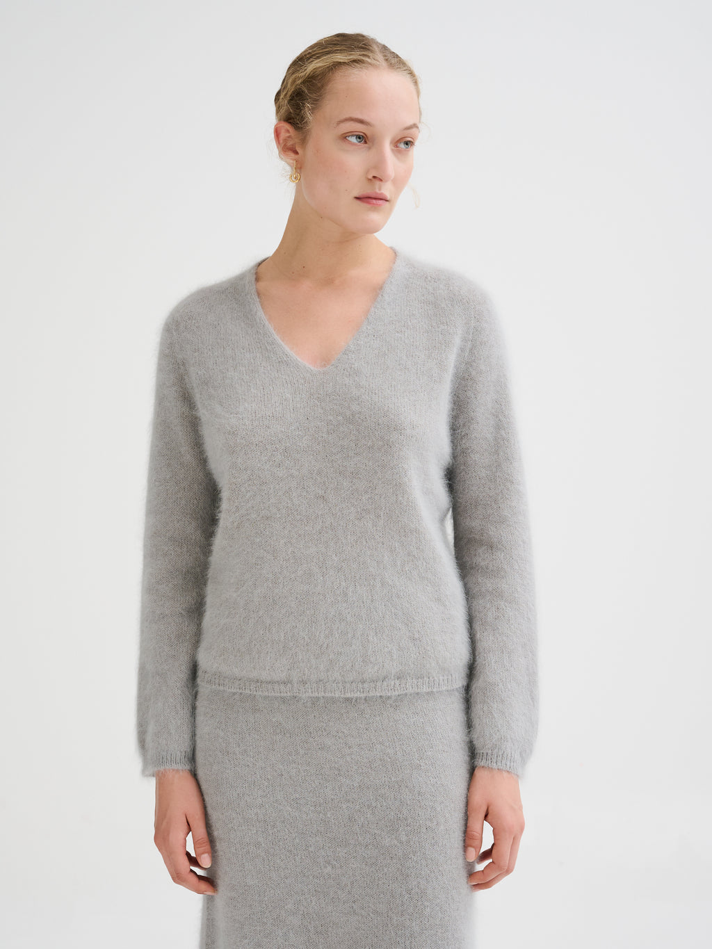 V-neck angora sweater