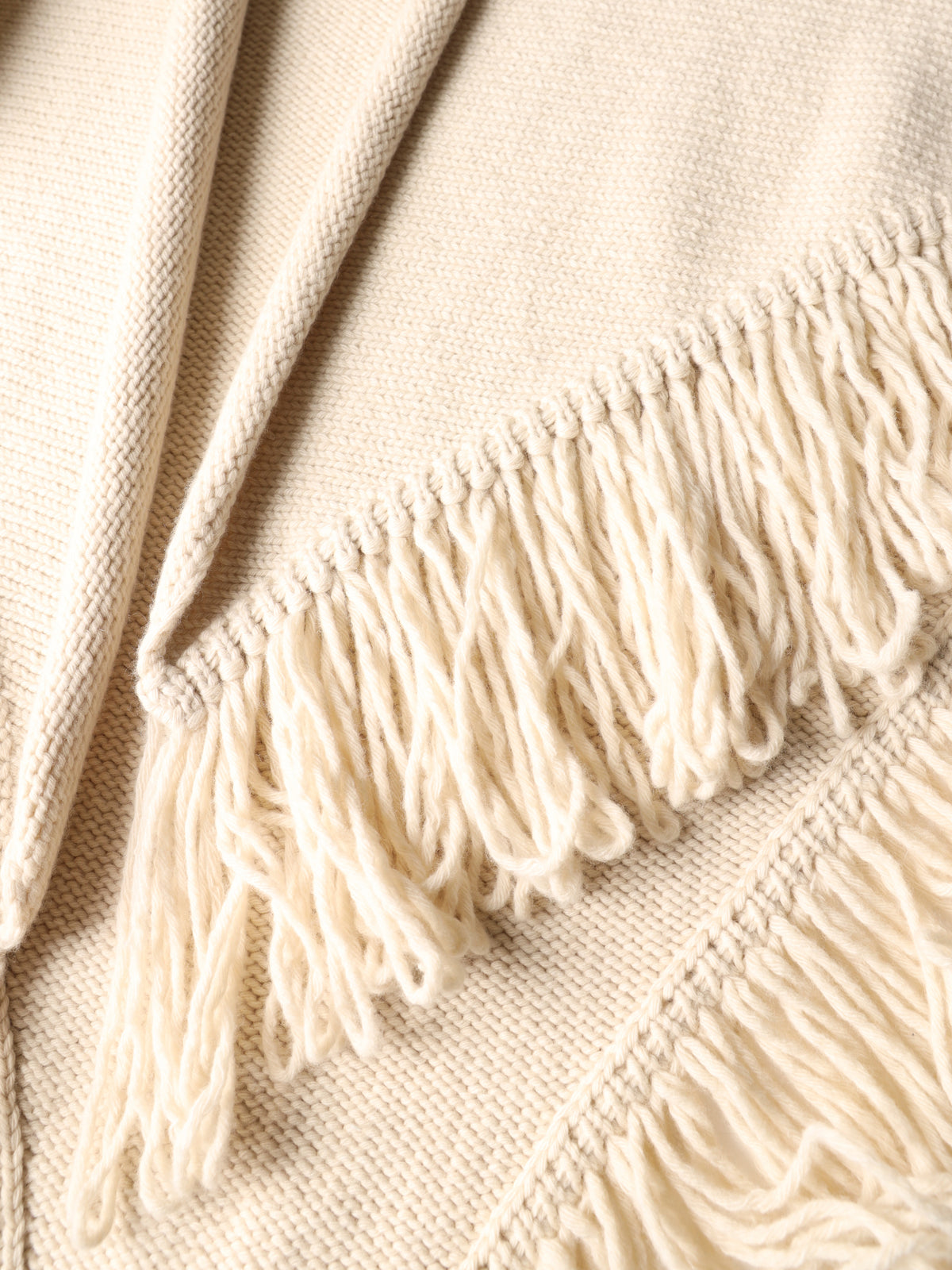 Fringed merino wool shawl