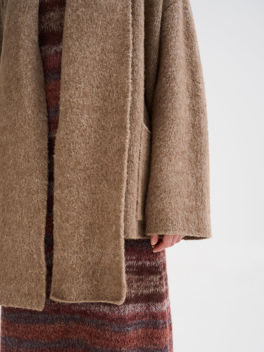 Short coat with integrated scarf