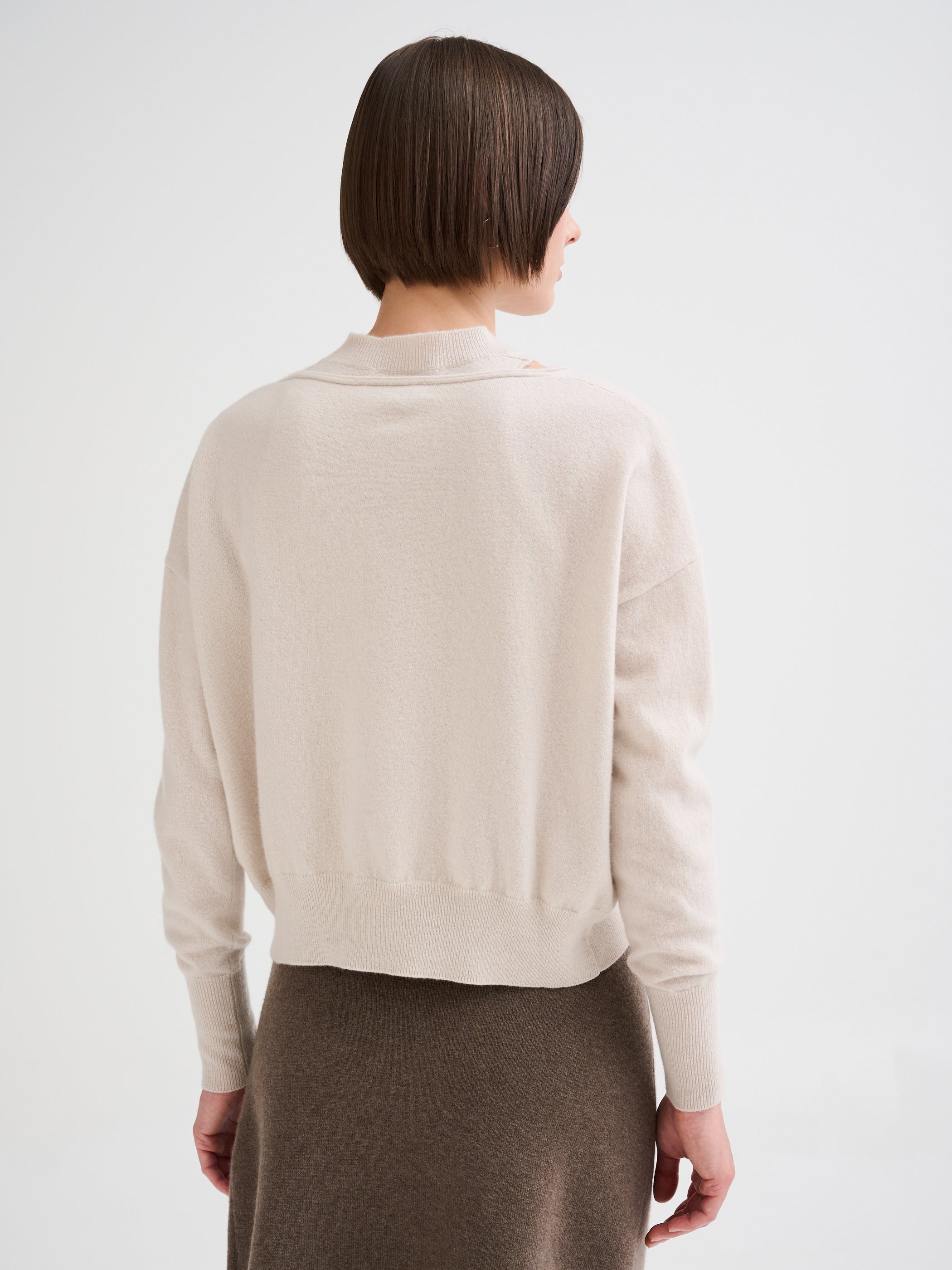 Merino wool and cashmere V-neck sweater