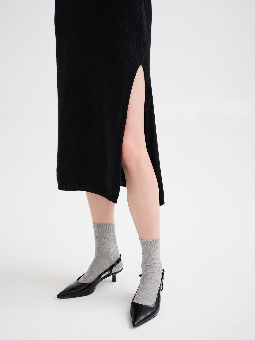 Merino wool and cashmere V-neck dress