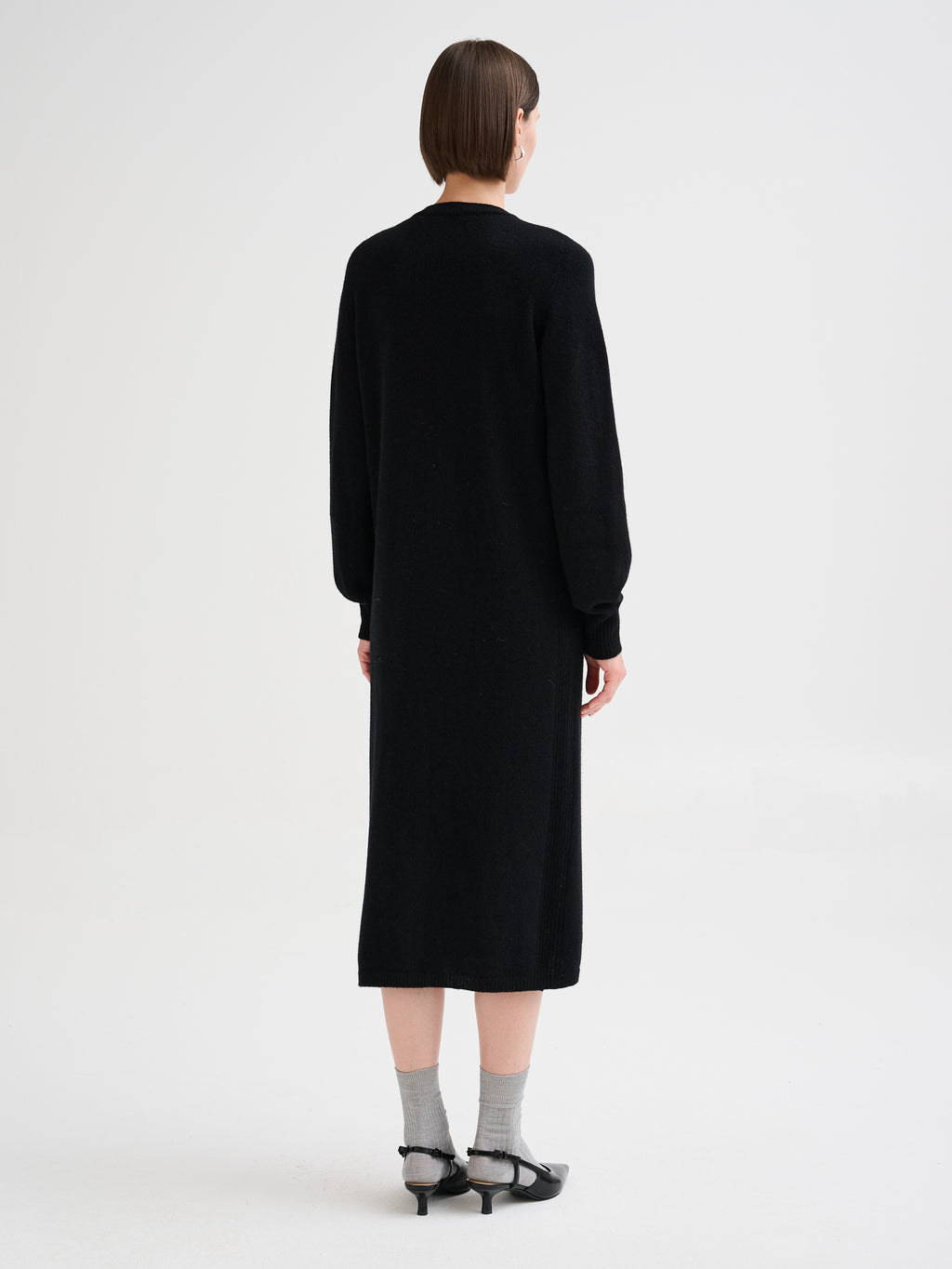 Merino wool and cashmere V-neck dress