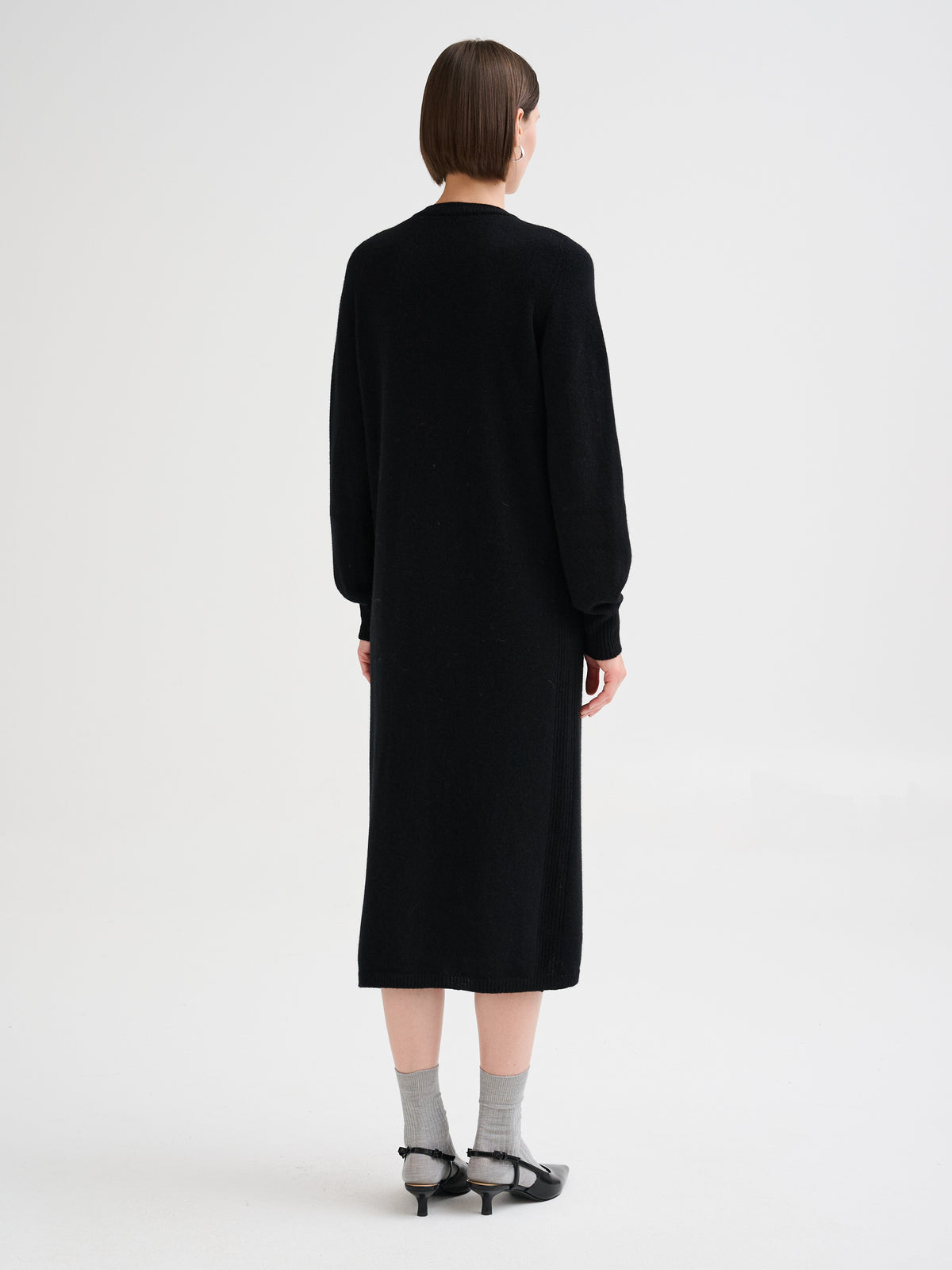 Merino wool and cashmere V-neck dress