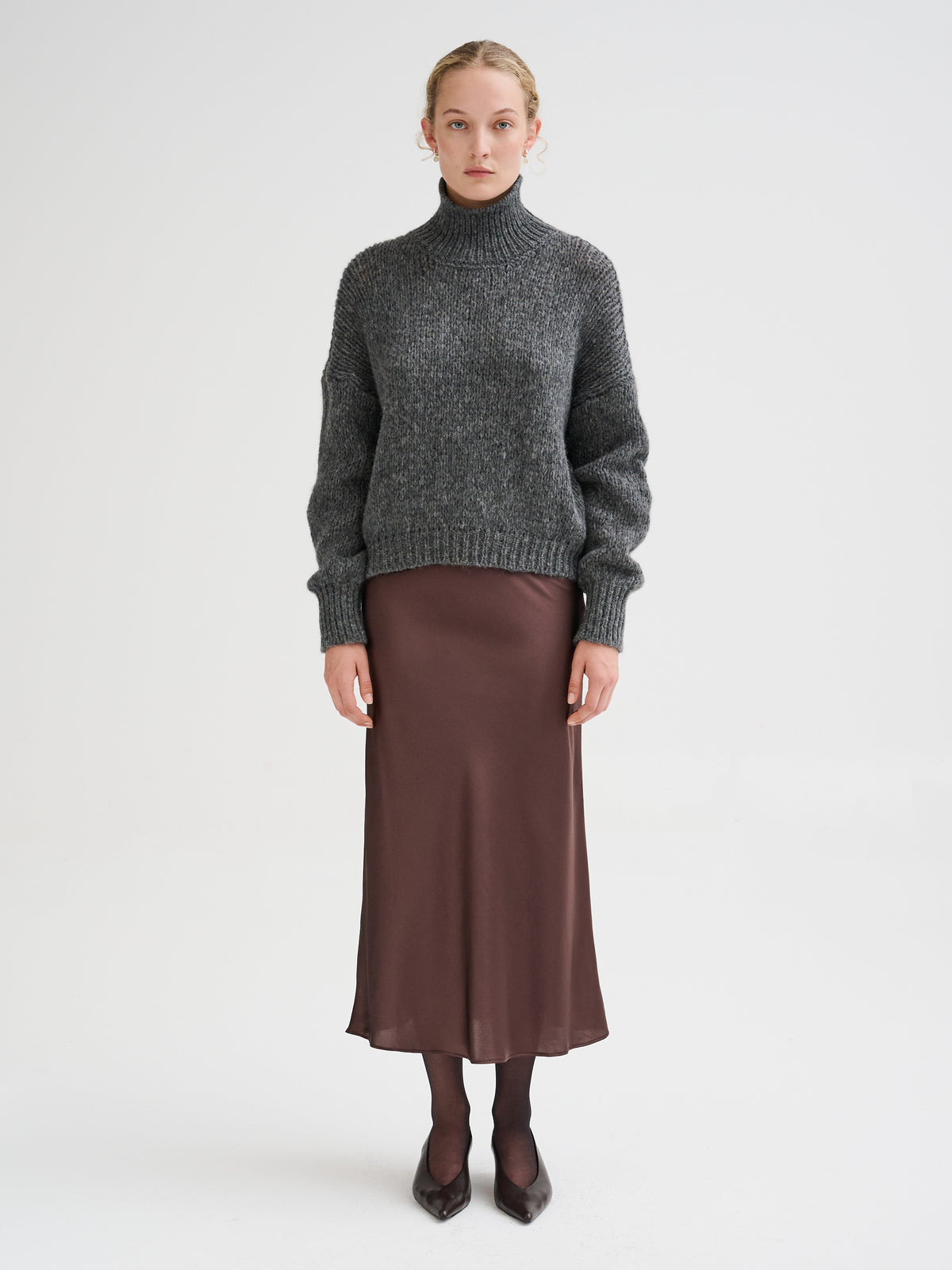 Silk midi skirt