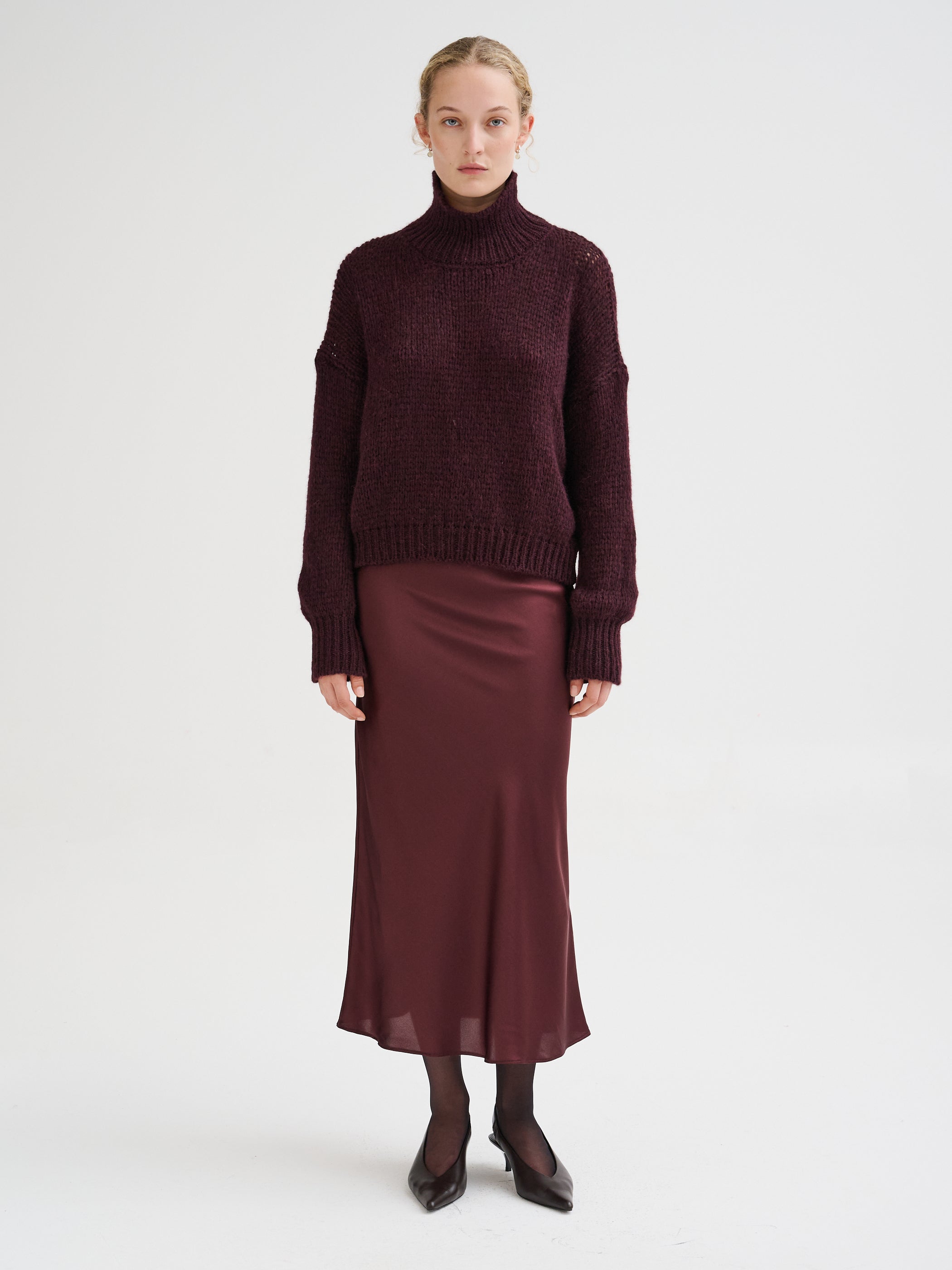 Silk midi skirt