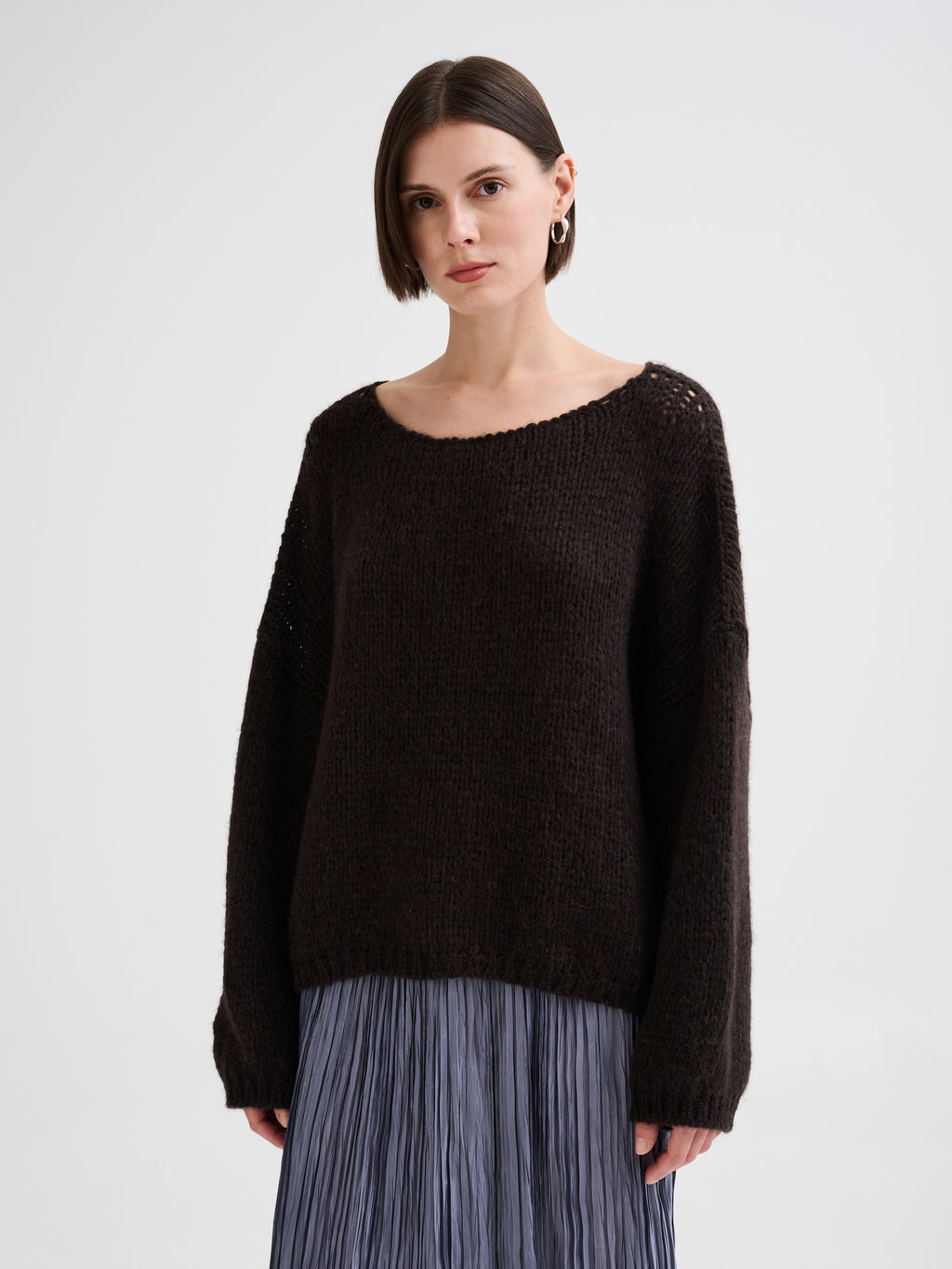Baby alpaca boat-neck sweater