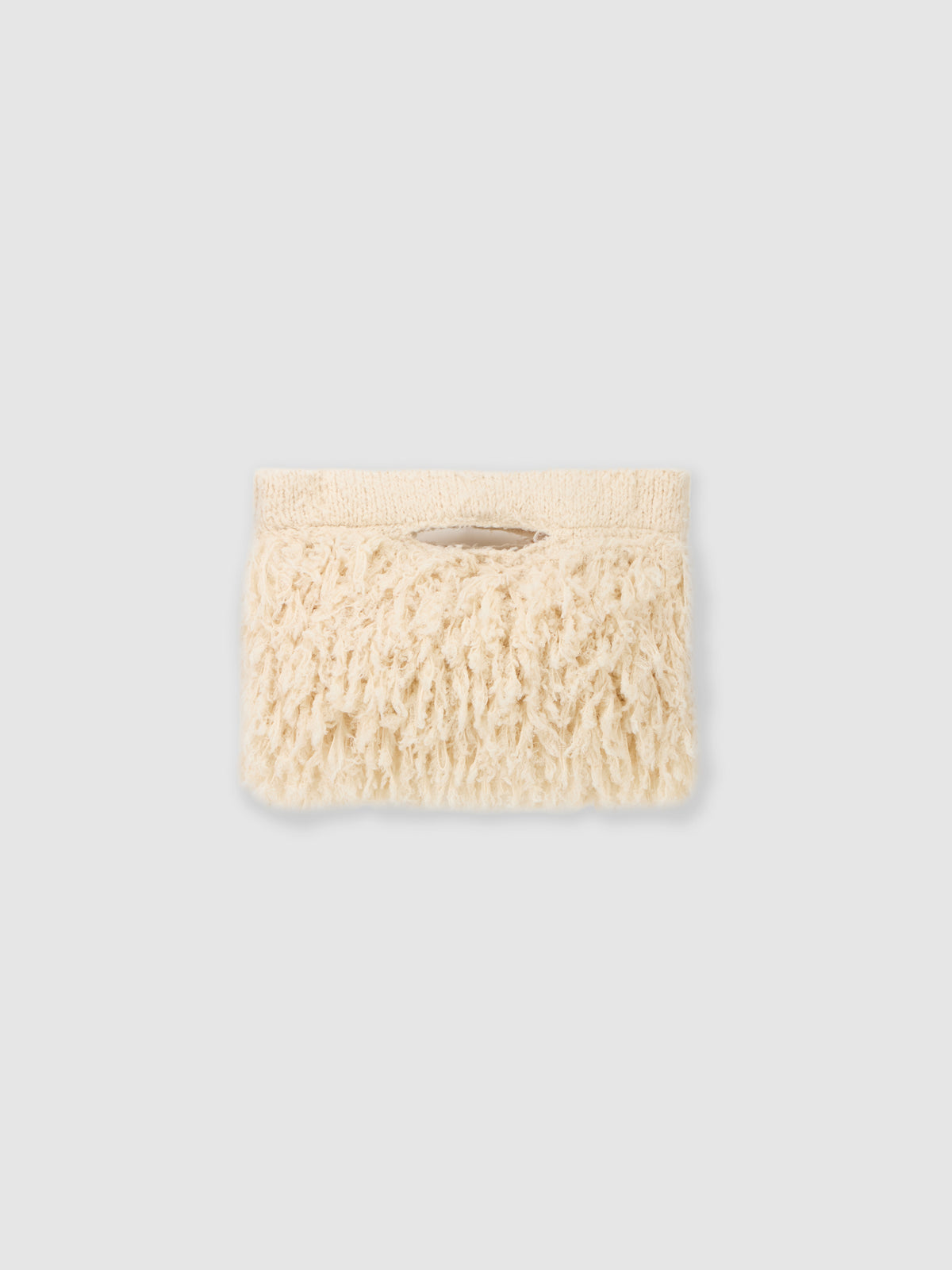 Fur-effect knit pouch