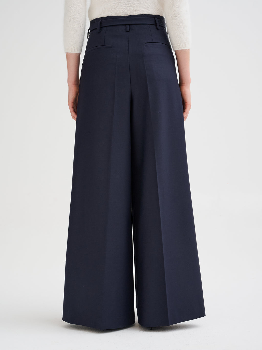 Wide-leg pleated trousers
