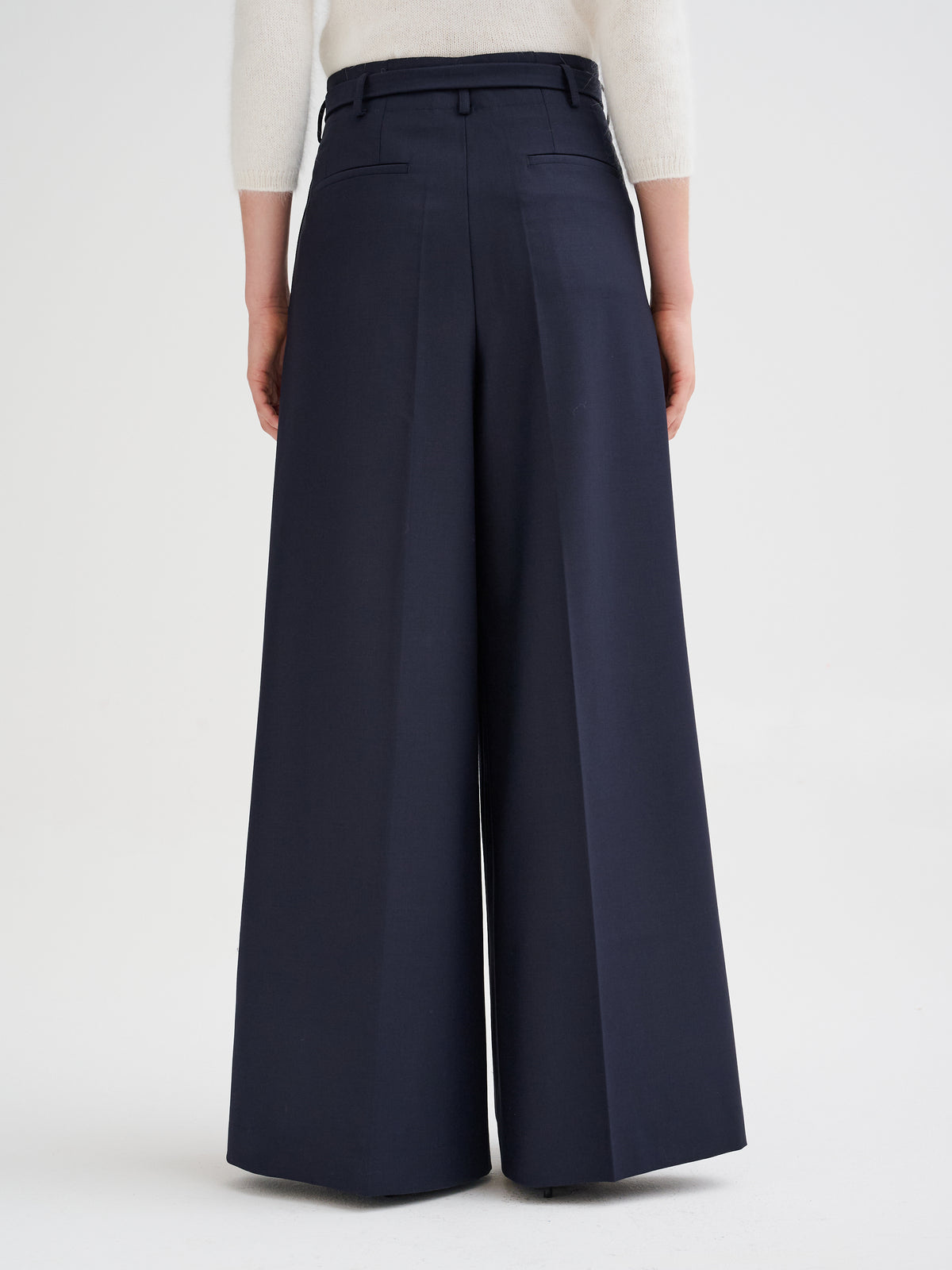 Wide-leg pleated trousers