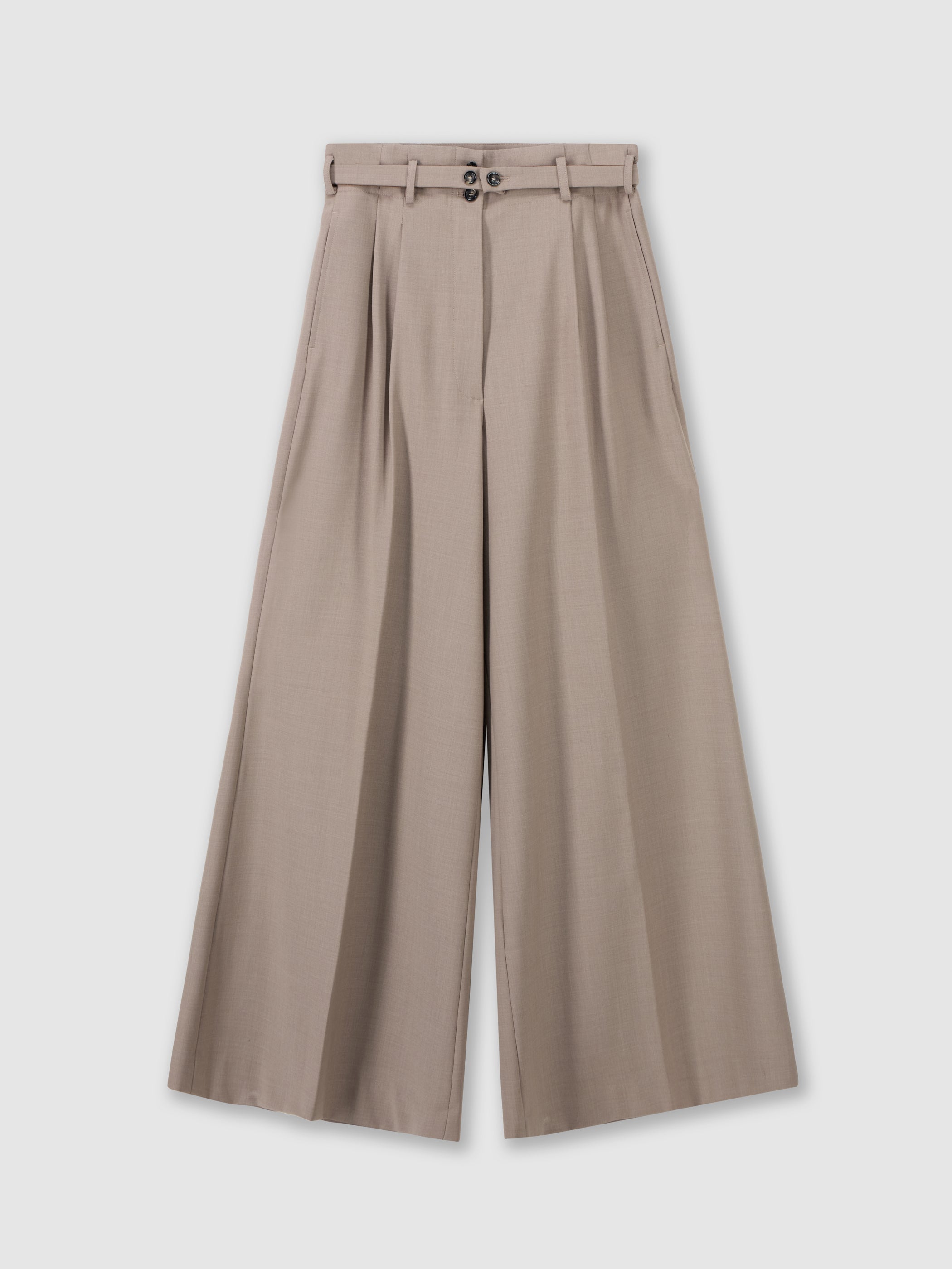 Wide-leg pleated trousers