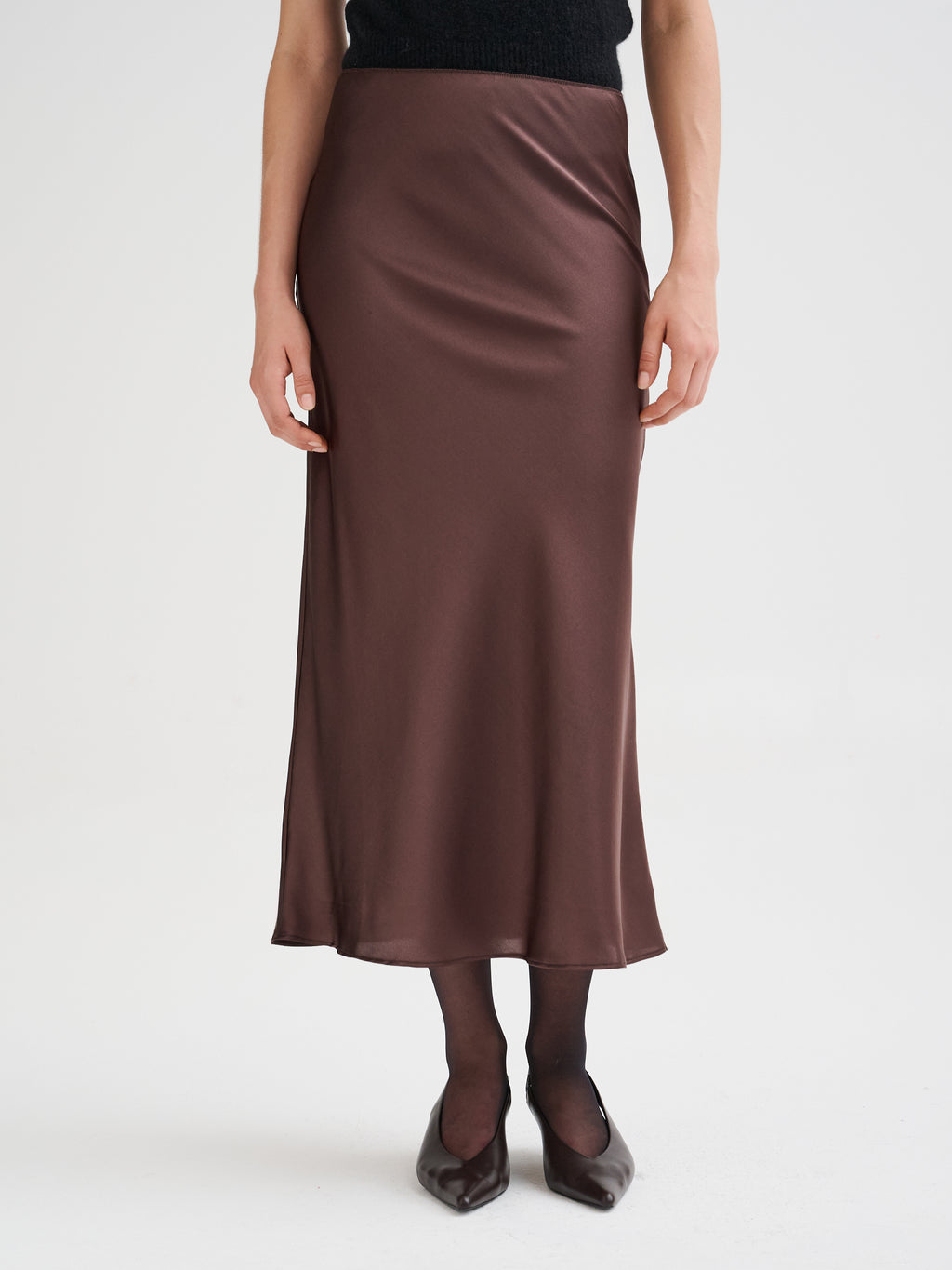 Silk midi skirt