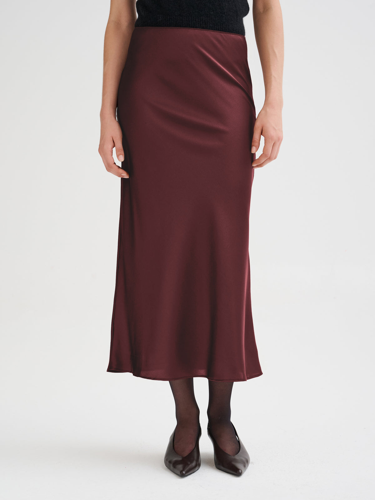 Silk midi skirt