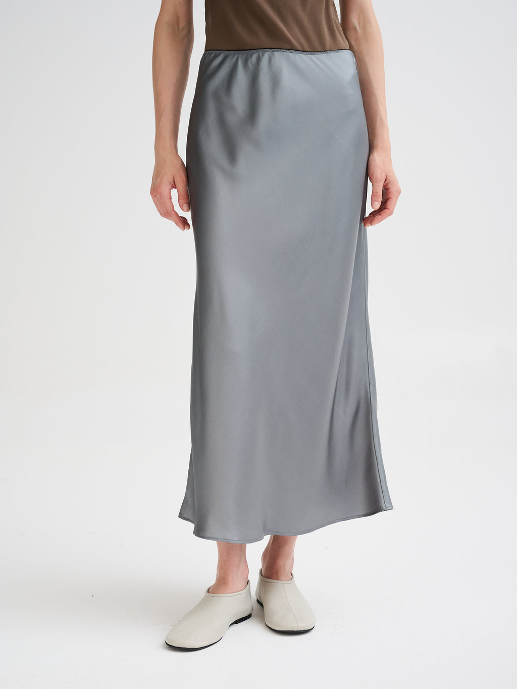 Silk midi skirt