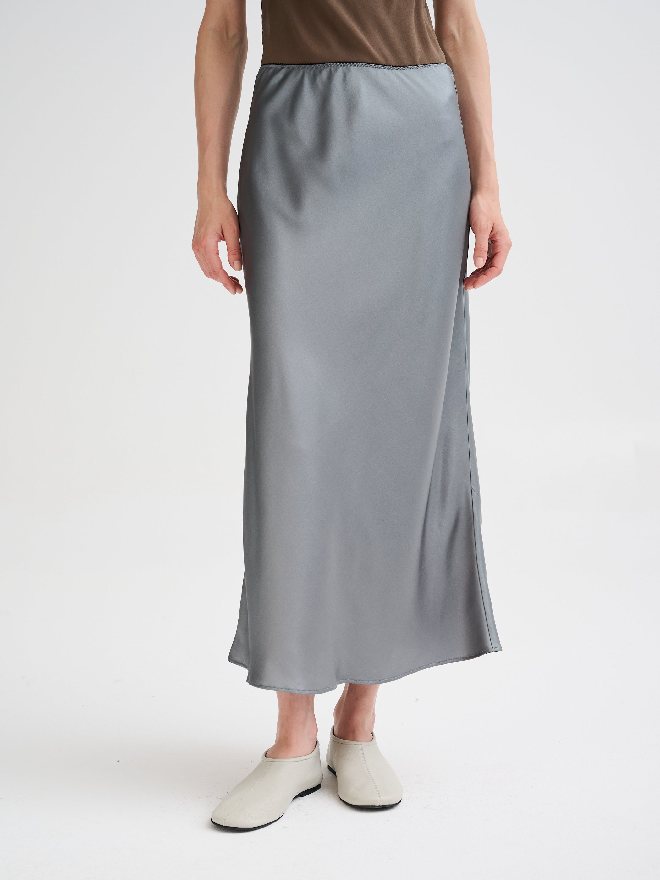 Silk midi skirt