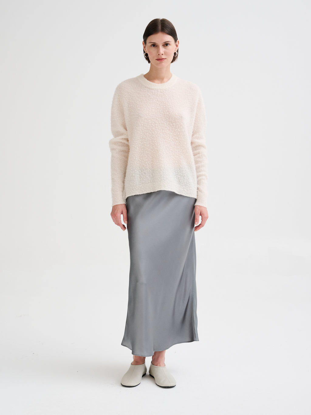Silk midi skirt