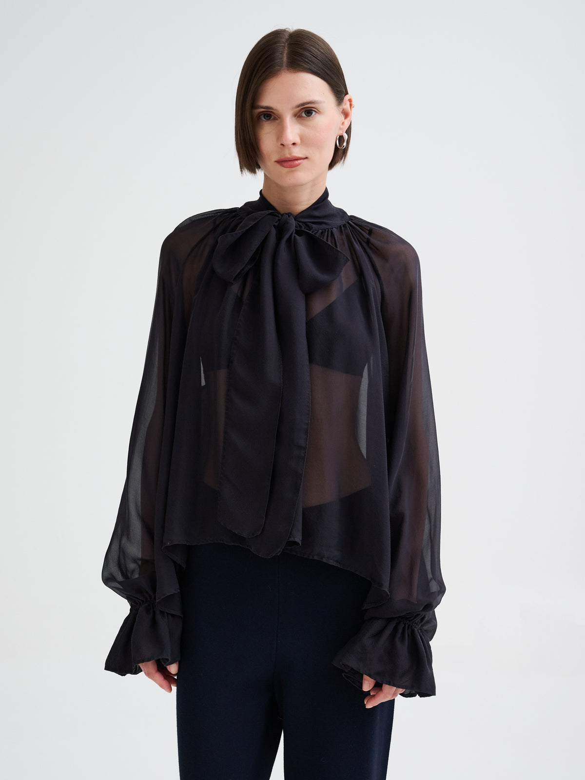 Silk blouse with bow