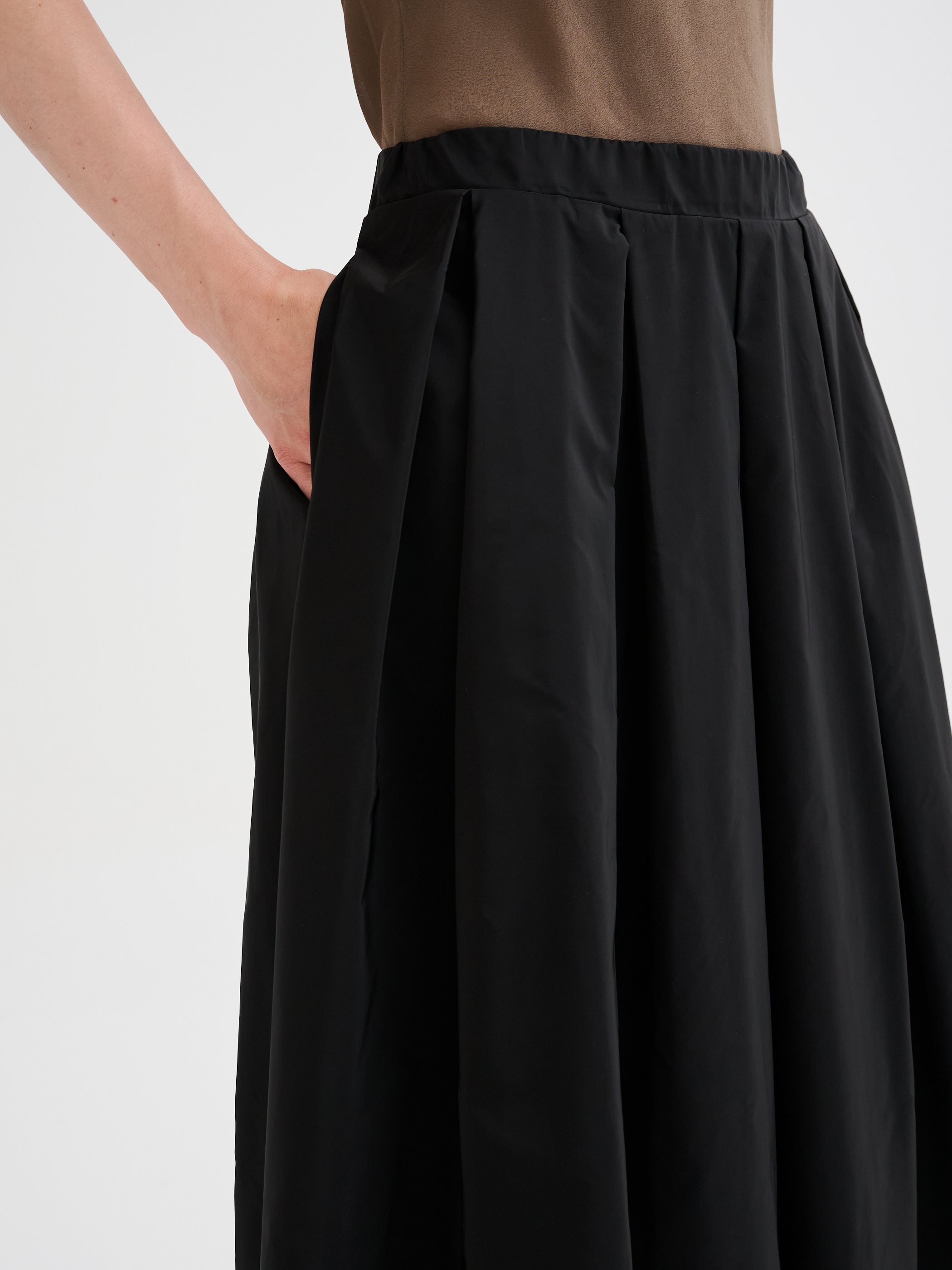 Technical fabric midi skirt