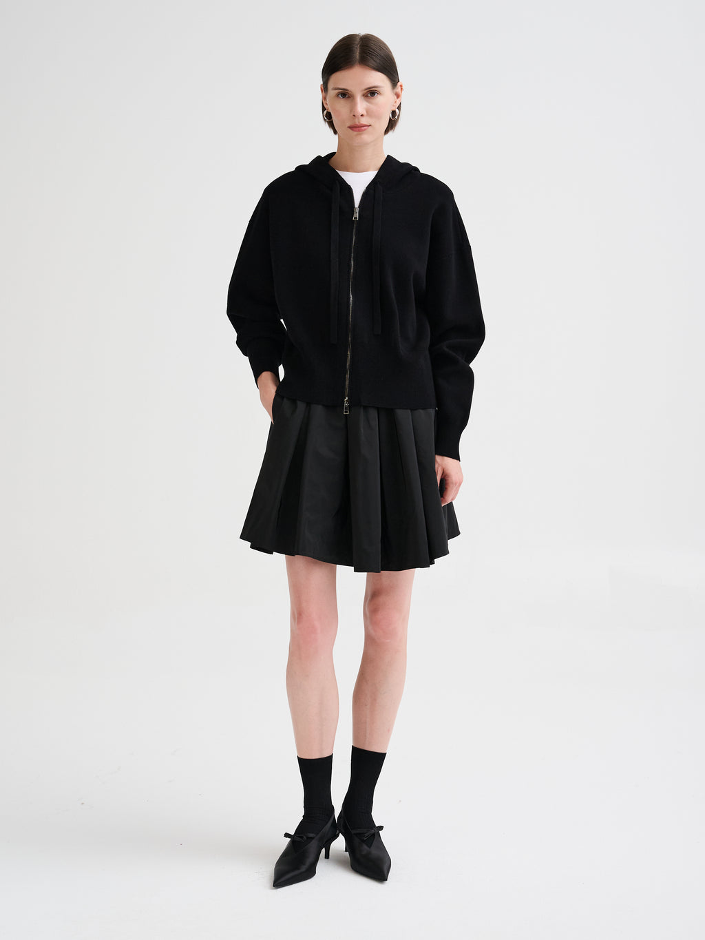 Technical fabric mini skirt