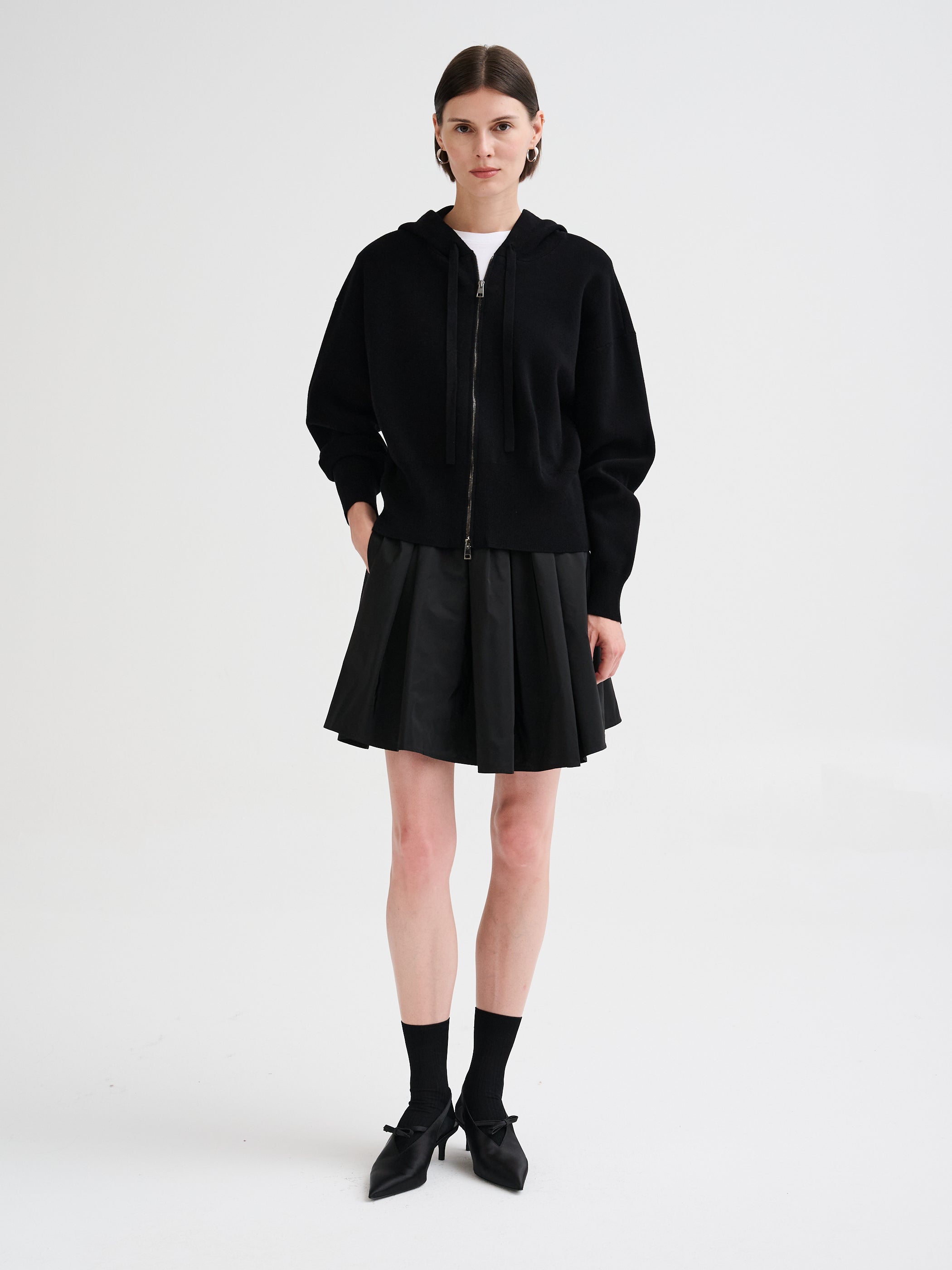 Technical fabric mini skirt