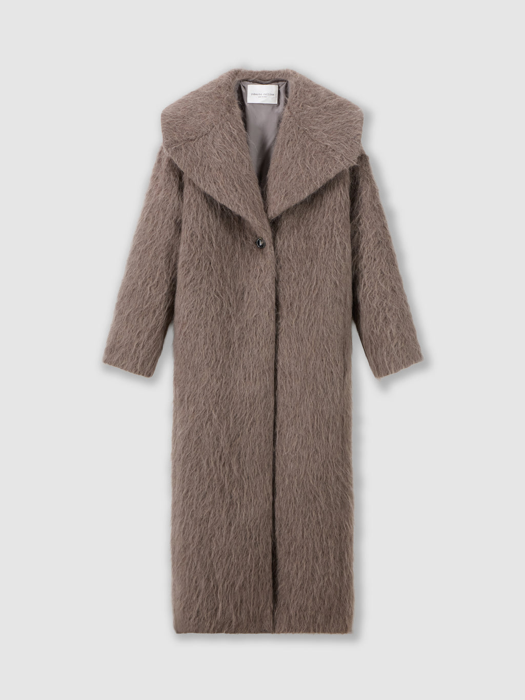 Long wool, alpaca and mohair coat