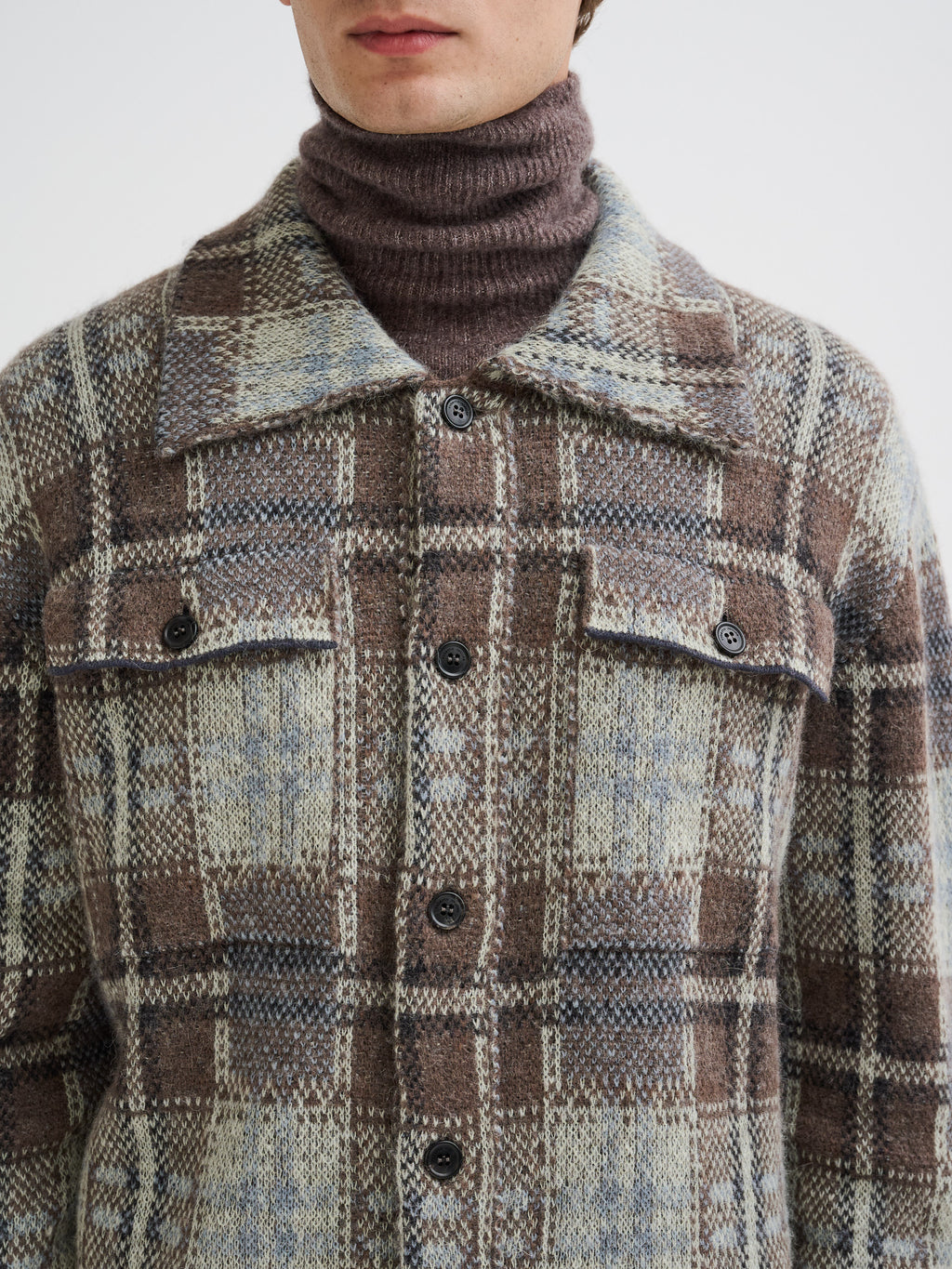 Check knit shirt