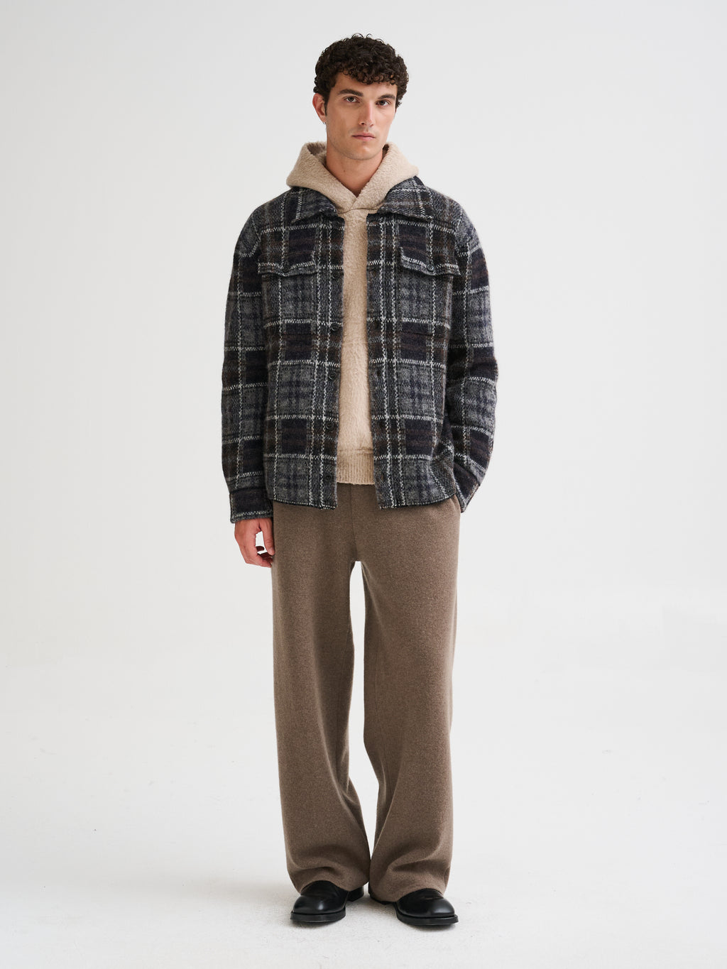 Check knit shirt