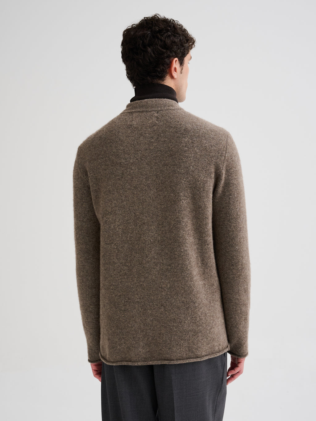 Knit jacket with stand collar