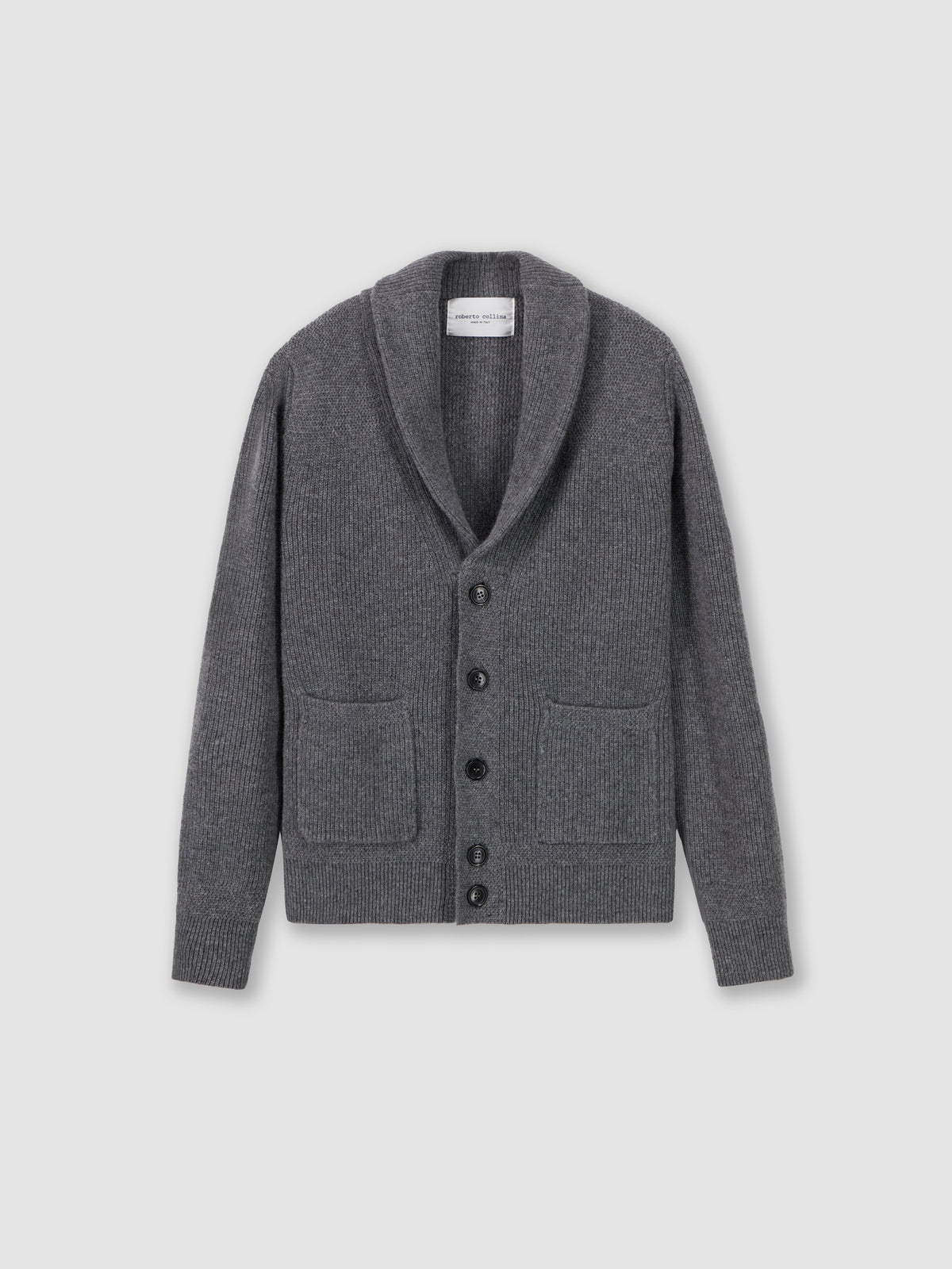 Ribbed shawl-collar knit jacket