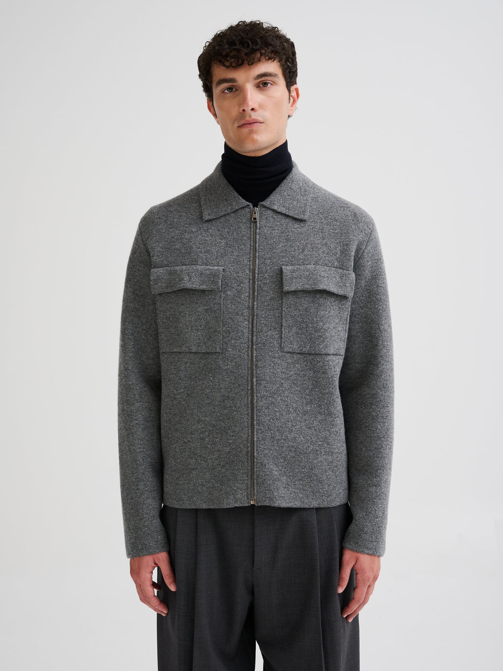 Oversized knit zip shirt
