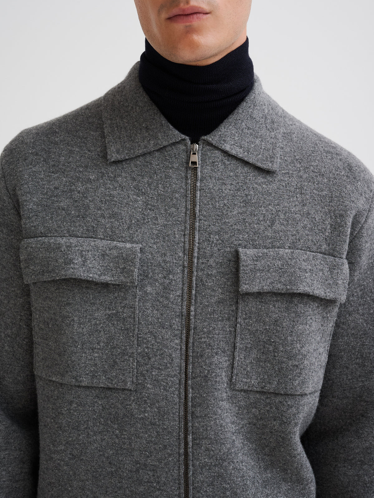Oversized knit zip shirt