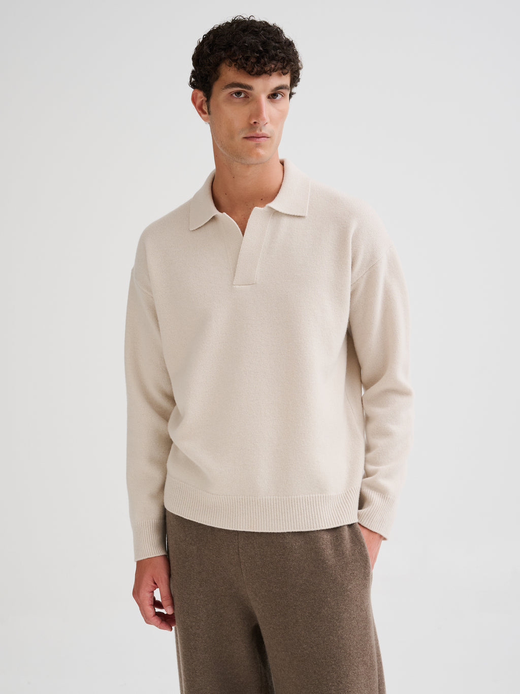 Oversized buttonless polo