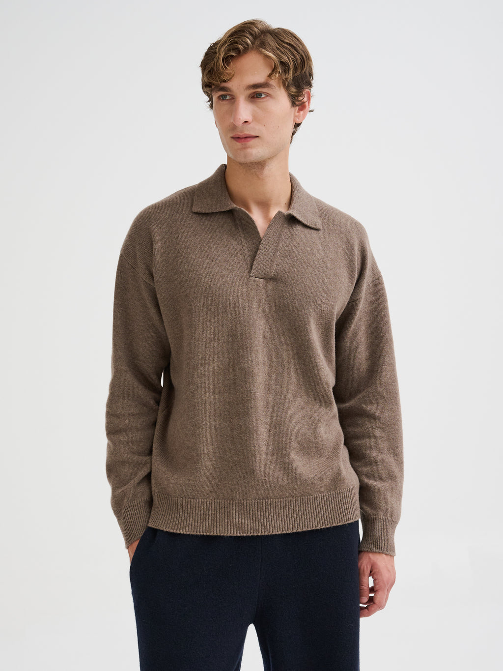 Oversized buttonless polo