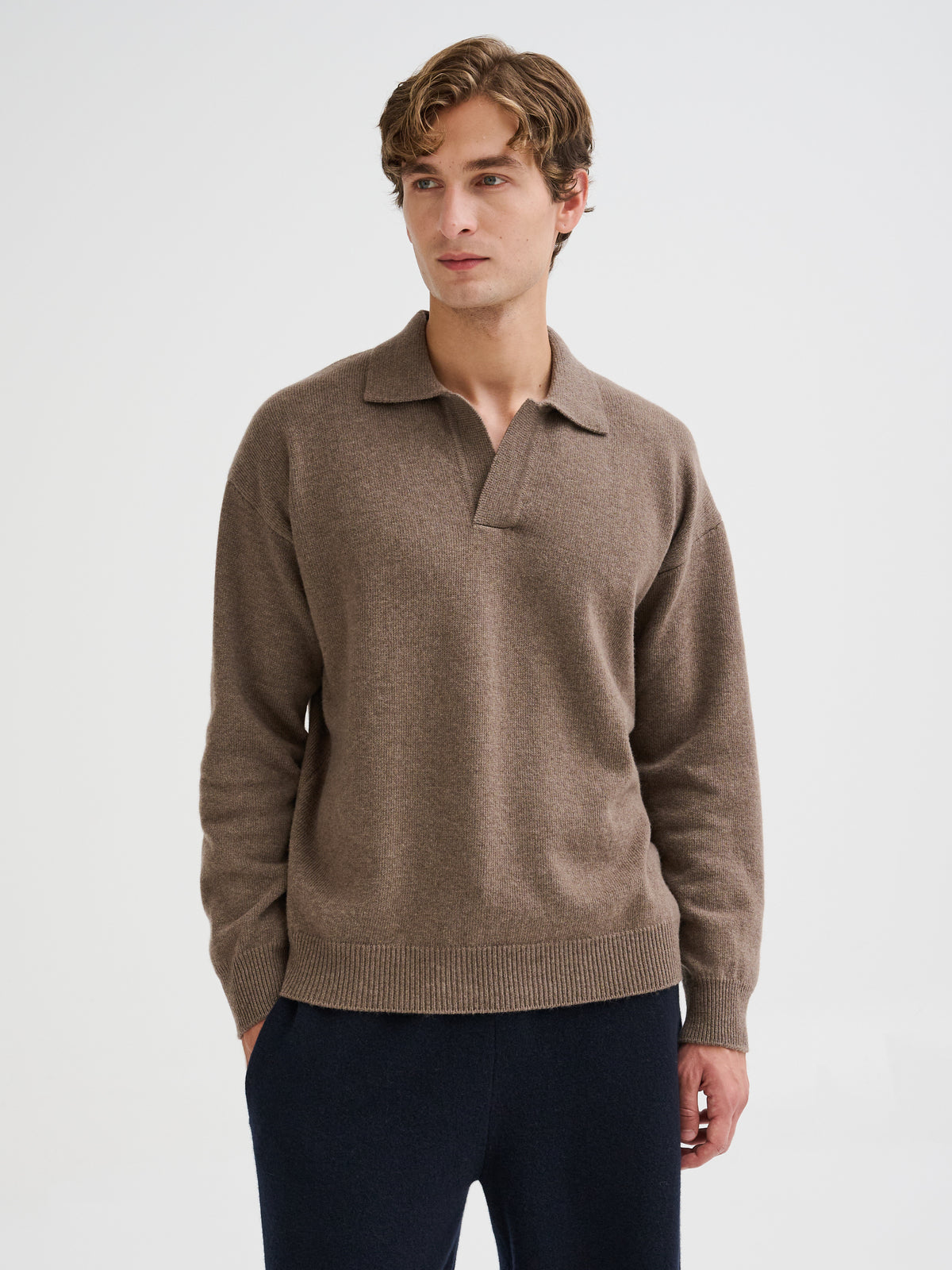 Oversized buttonless polo