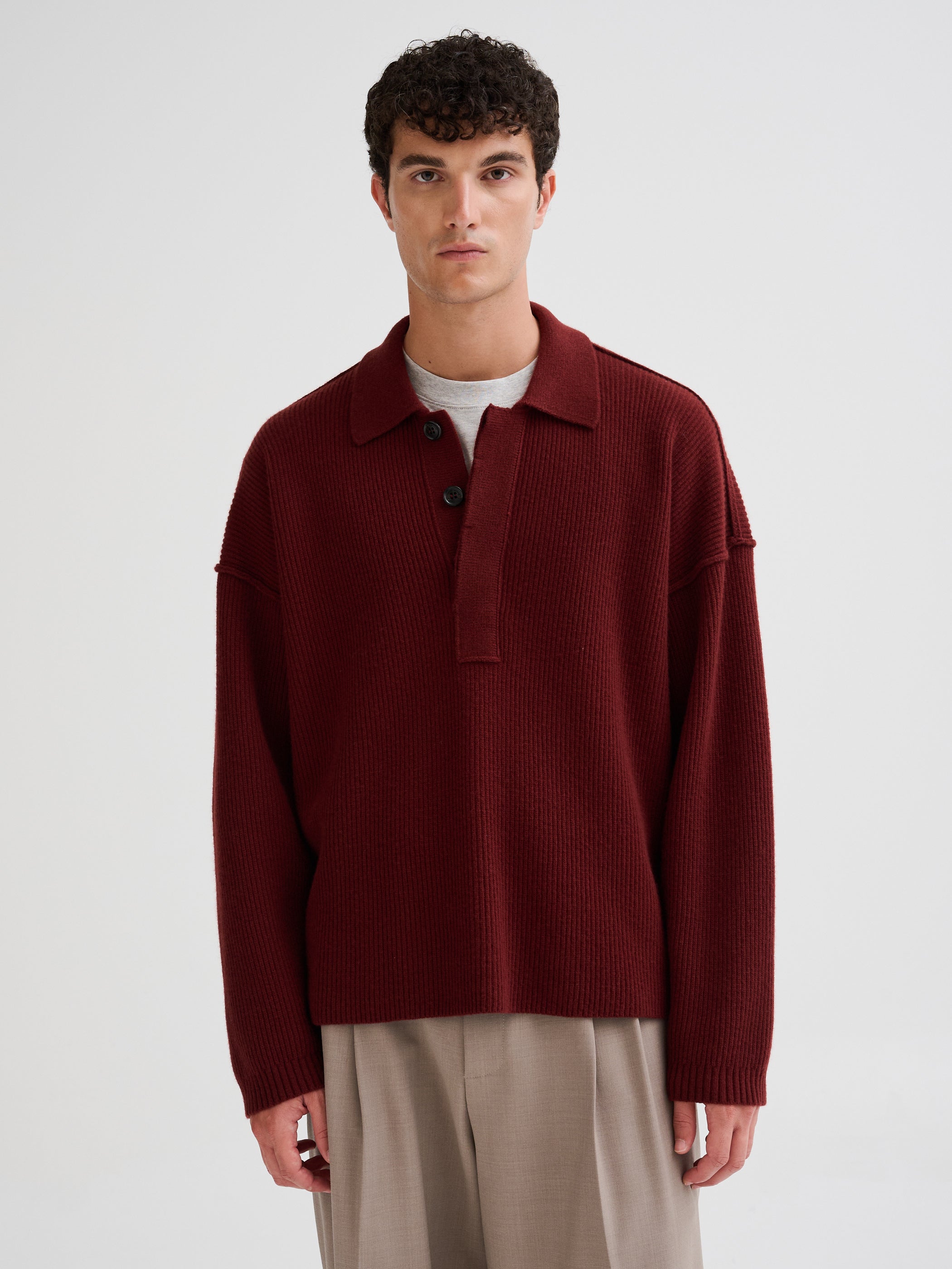 Oversized ribbed polo