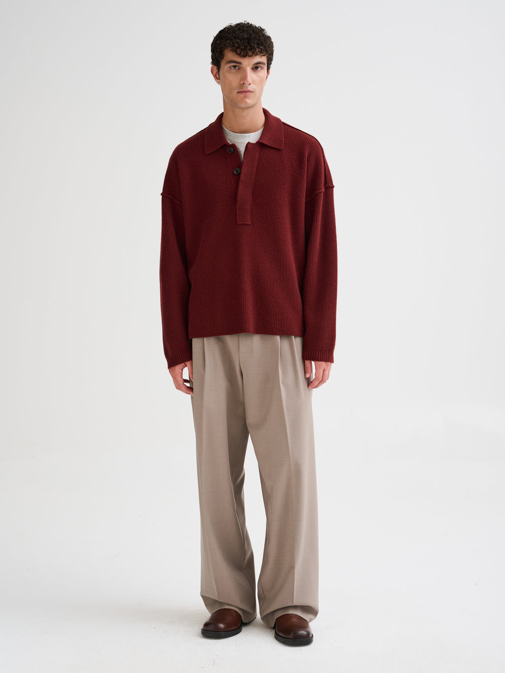 Oversized ribbed polo